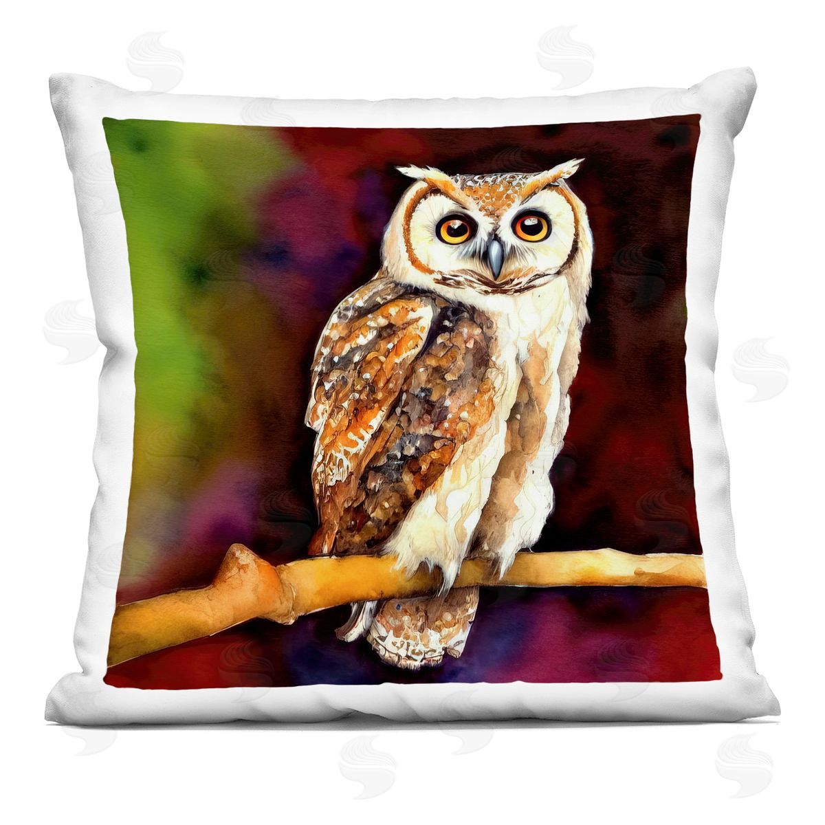 Vivid Owl Woodland Wildlife Decorative Printed Pillow, Home Decor by Alpenglow Workshop