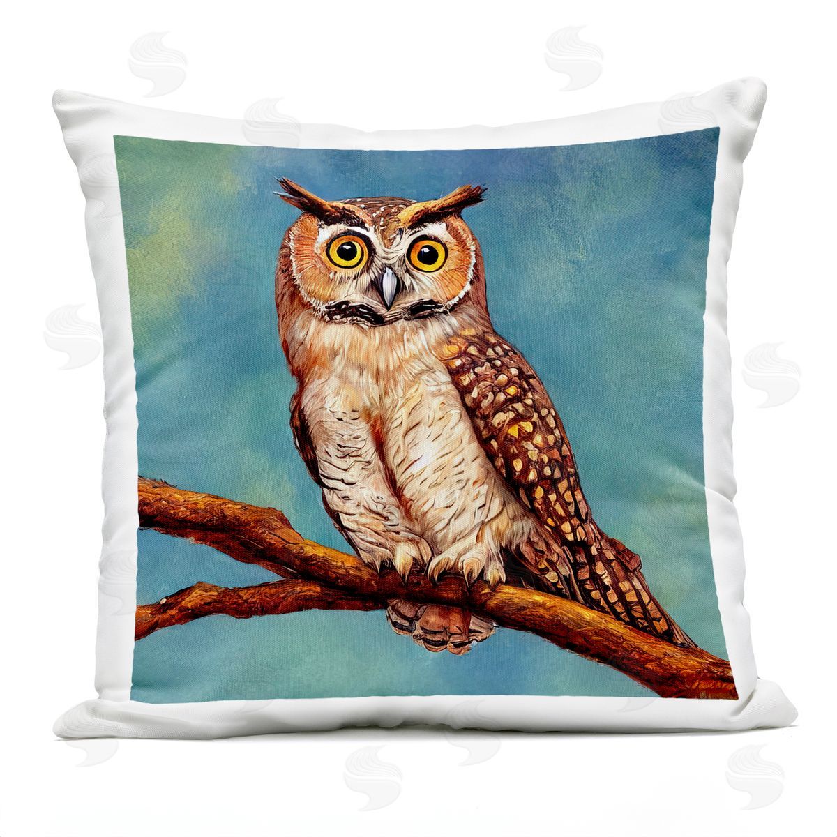 Owl Perched Blue Wildlife Outdoor Printed Pillow, Home Decor by Alpenglow Workshop