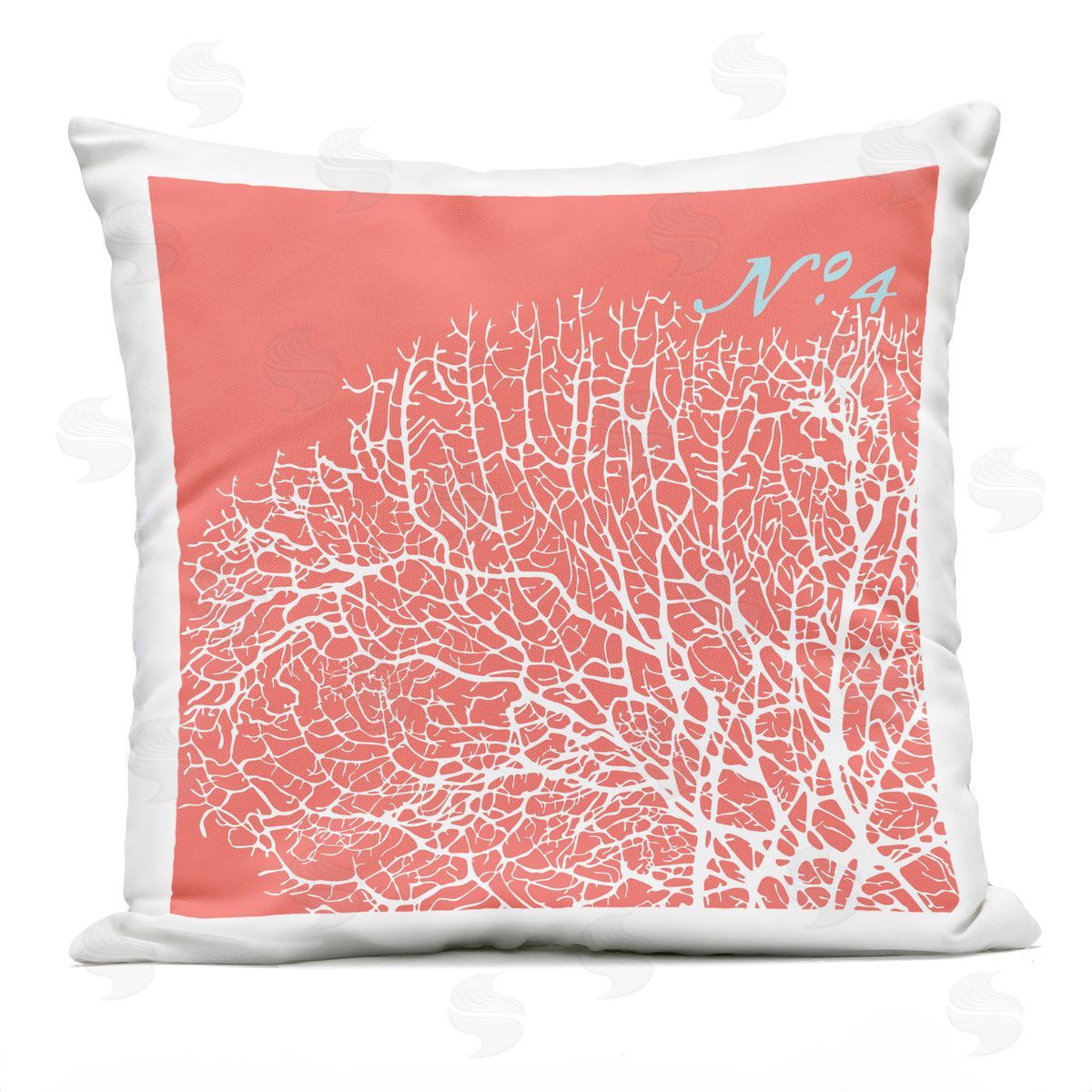 Peach Detailed Aquatic Coral Outdoor Printed Pillow, Home Decor by Geoff Tygert
