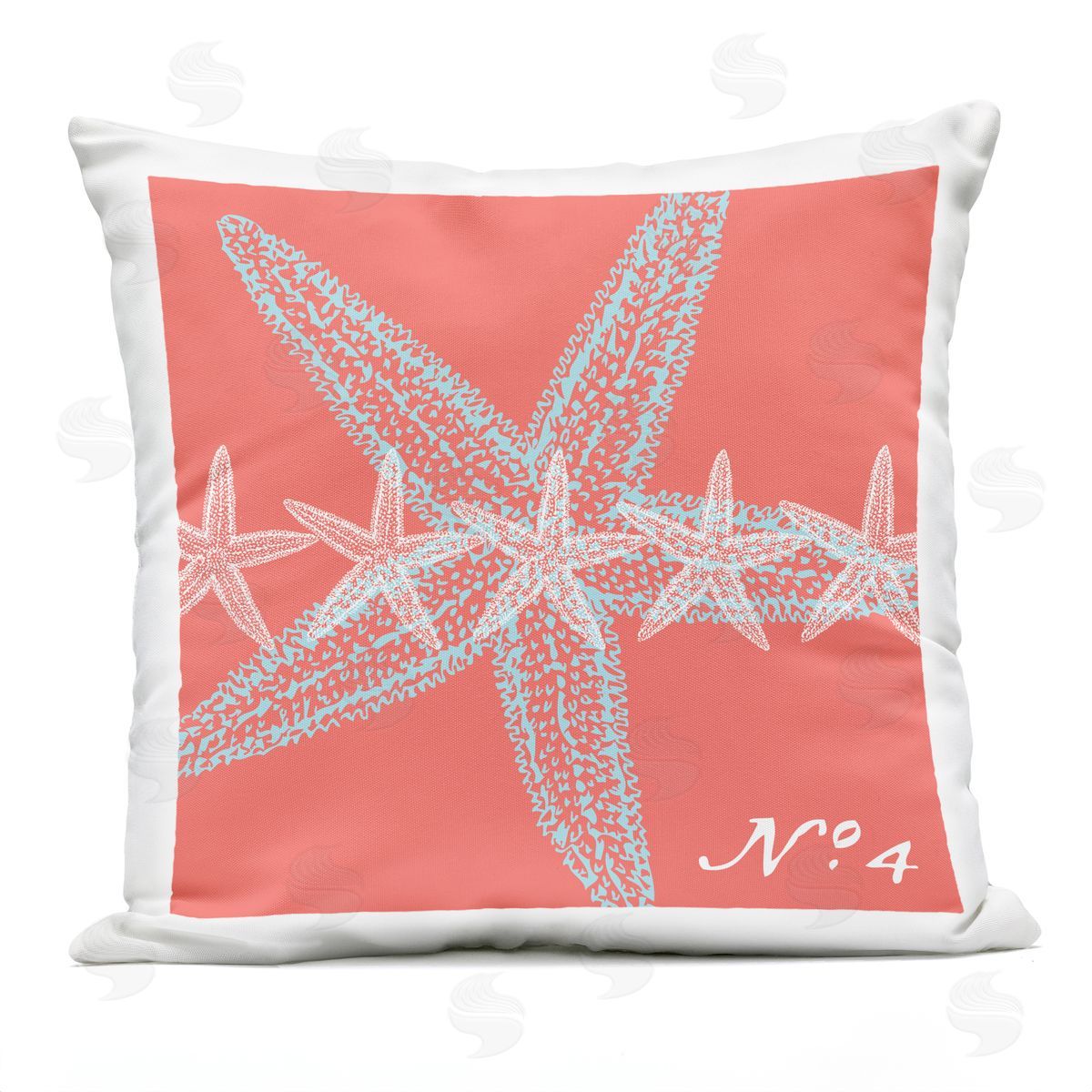 Pink Nautical Starfish Pattern Outdoor Printed Pillow, Home Decor by Geoff Tygert