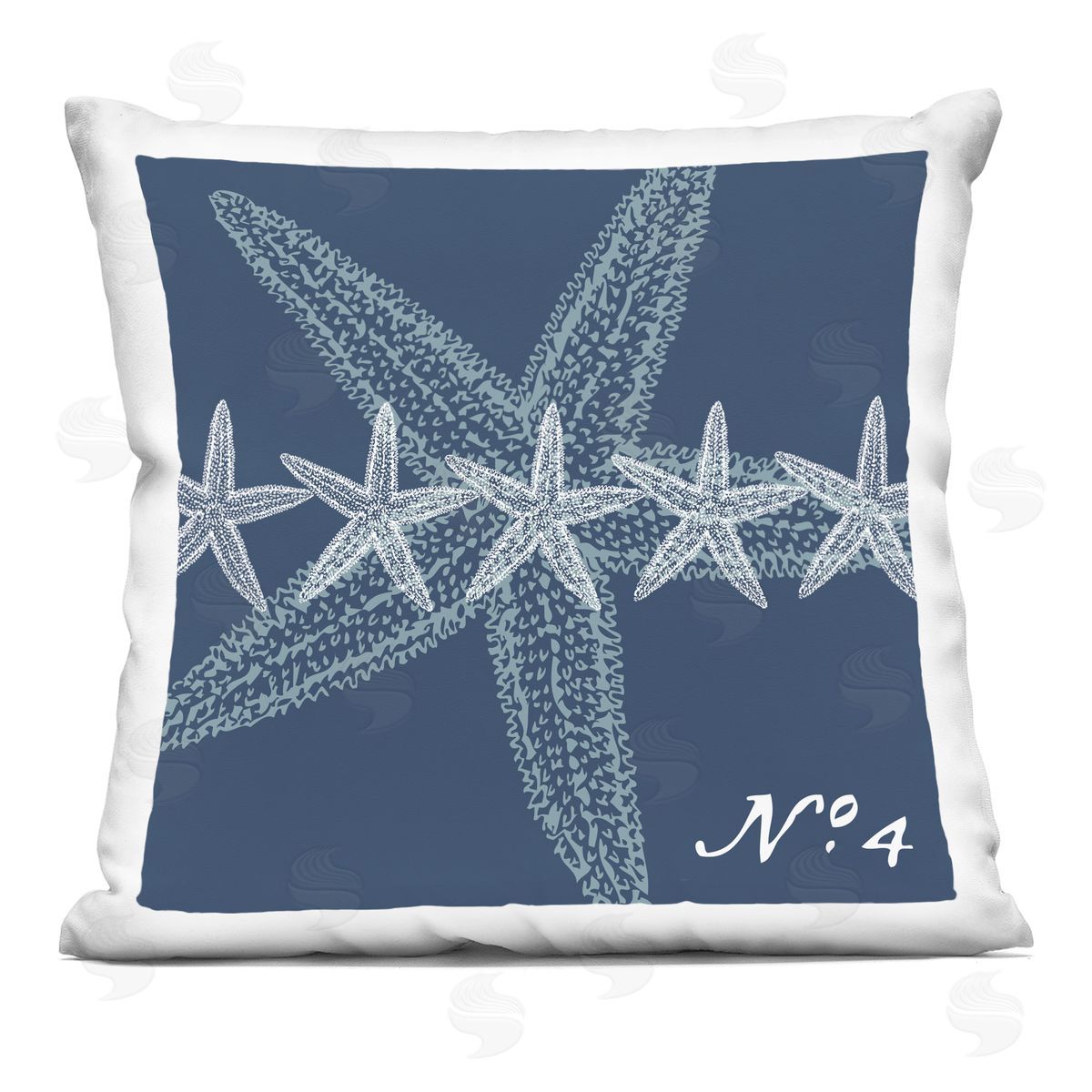 Navy Blue Starfish Pattern Decorative Printed Pillow, Home Decor by Geoff Tygert