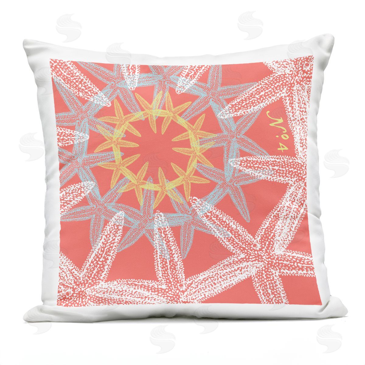Nautical Fractal Starfish Pattern Outdoor Printed Pillow, Home Decor by Geoff Tygert
