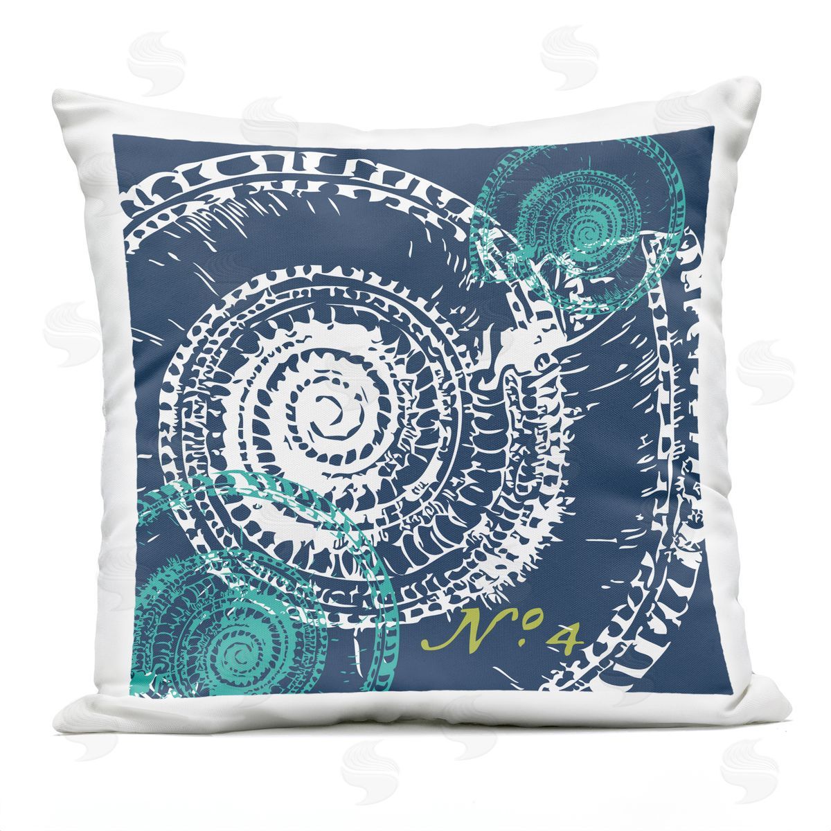 Layered Nautilus Seashells Outdoor Printed Pillow, Home Decor by Geoff Tygert