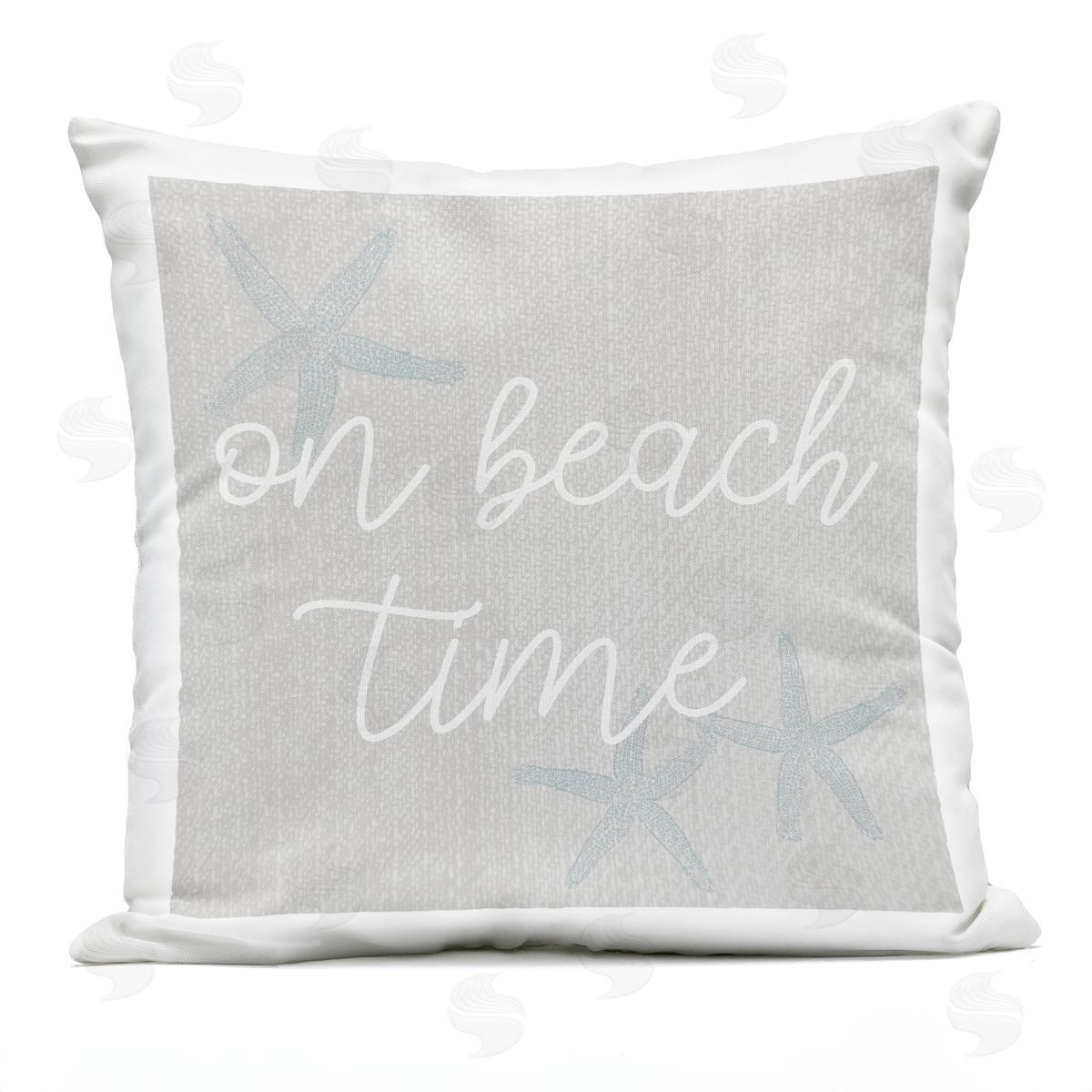 On Beach Time Beige Starfish Outdoor Printed Pillow, Home Decor by Stupell Studio