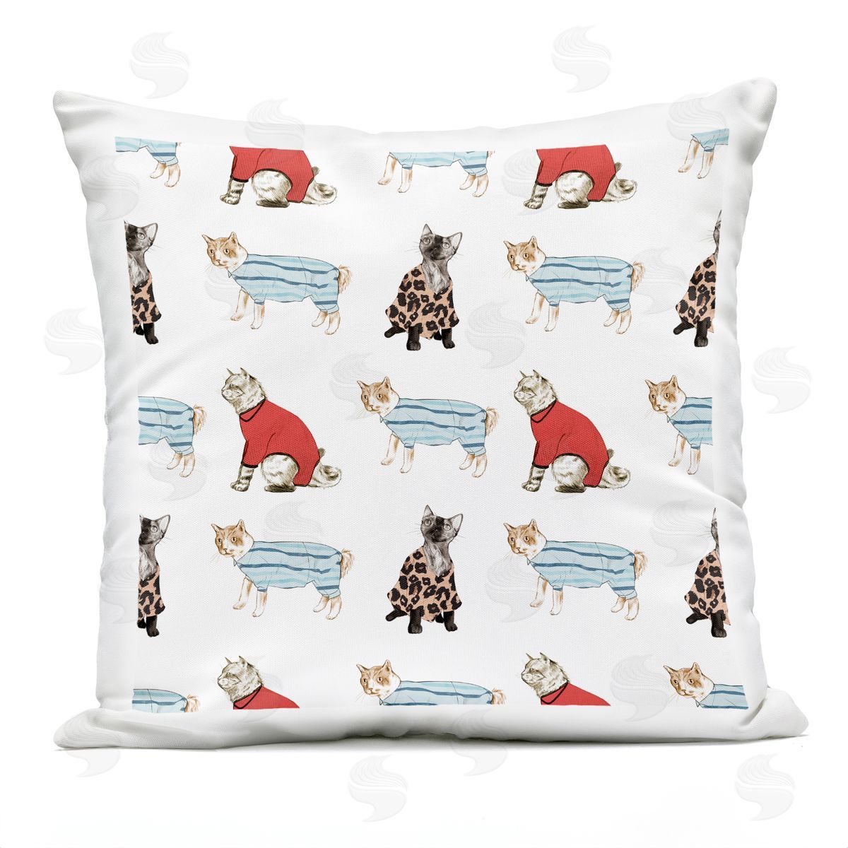 Cute Cats Pajamas Pattern Outdoor Printed Pillow, Home Decor by Stupell Studio