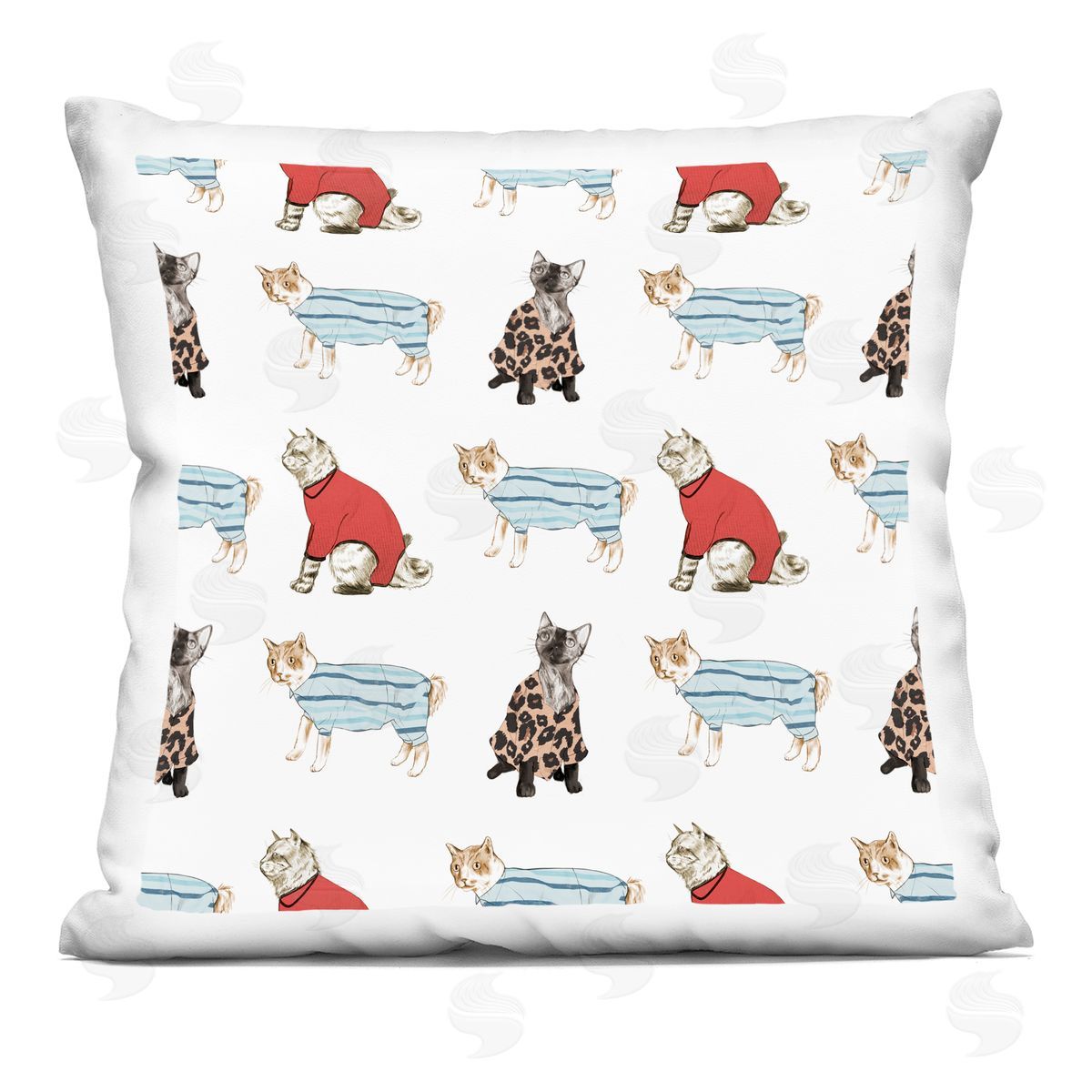 Cute Cats Pajamas Pattern Decorative Printed Pillow, Home Decor by Stupell Studio