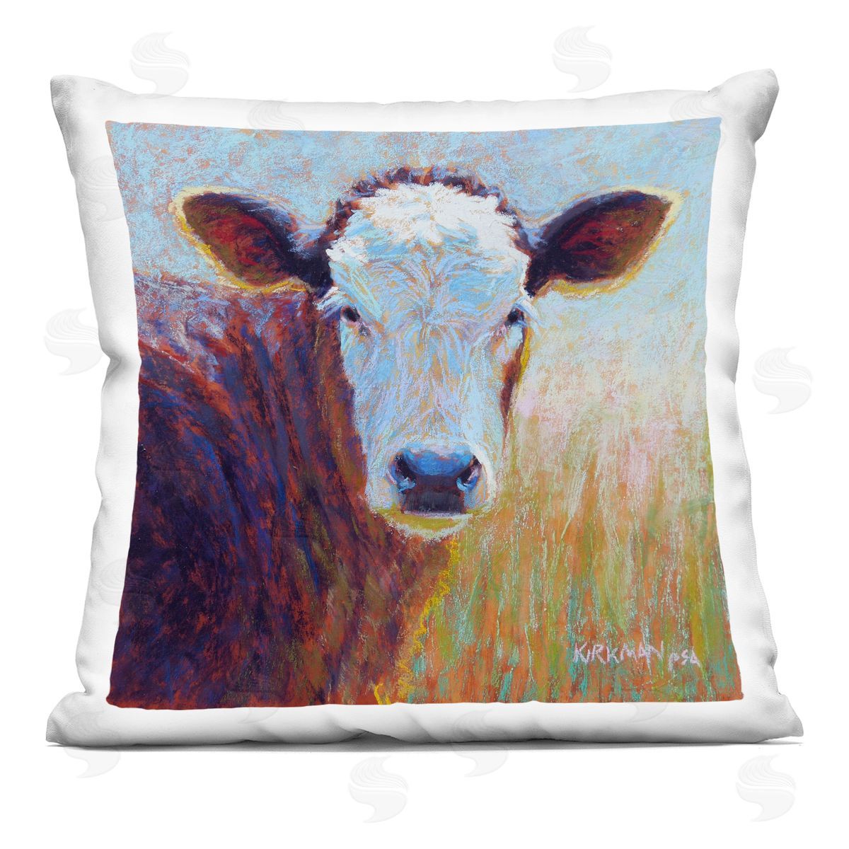 Rural Farm Cattle Gazing Decorative Printed Pillow, Home Decor by Rita Kirkman