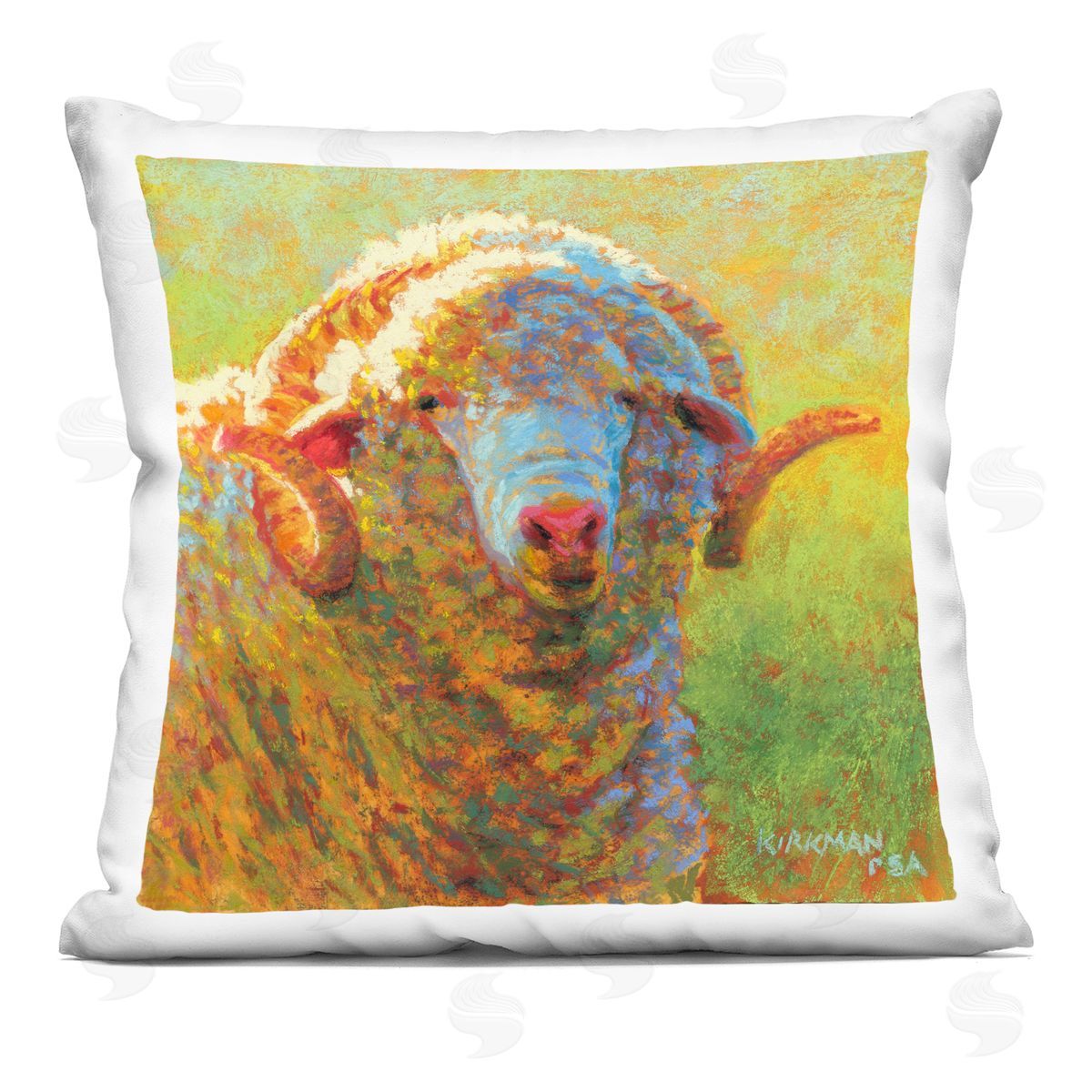 Vivid Fluffy Sheep Scenery Decorative Printed Pillow, Home Decor by Rita Kirkman