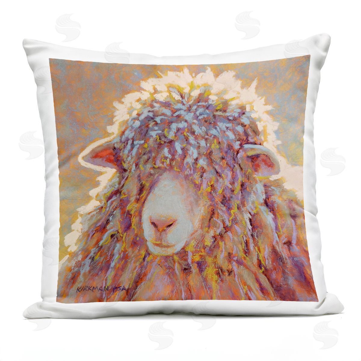 Fluffy Sheep Sunlit Portrait Outdoor Printed Pillow, Home Decor by Rita Kirkman