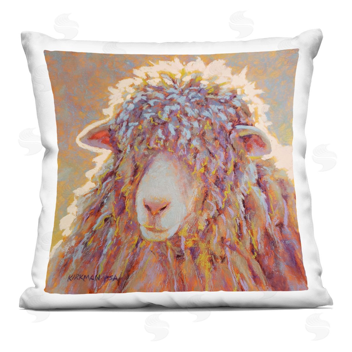 Fluffy Sheep Sunlit Portrait Decorative Printed Pillow, Home Decor by Rita Kirkman