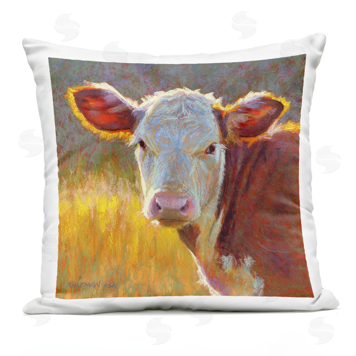 Sunlit Farm Cow Animal Outdoor Printed Pillow, Home Decor by Rita Kirkman