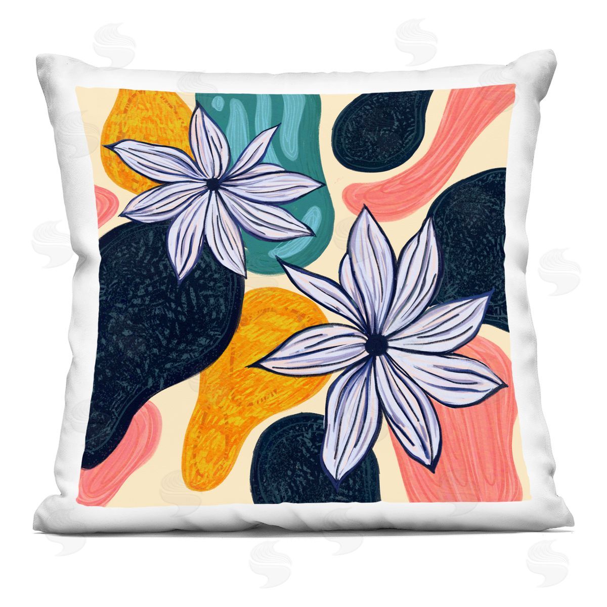 Oblong Geometric Modern Flowers Decorative Printed Pillow, Home Decor by Ziwei Li