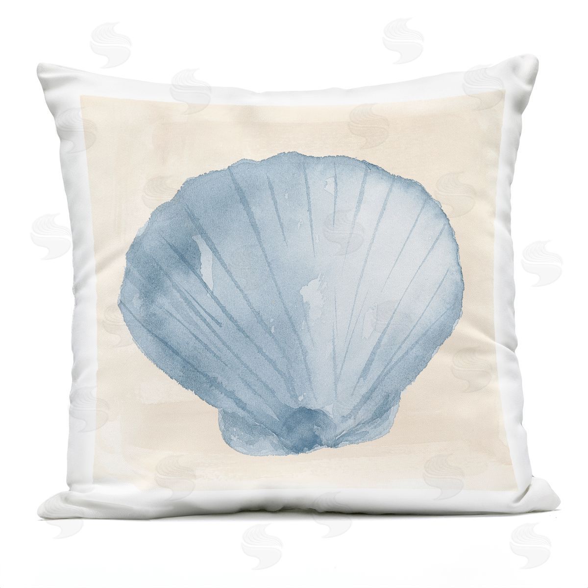 Beige Nautical Clam Shell Outdoor Printed Pillow, Home Decor by Lucille Price