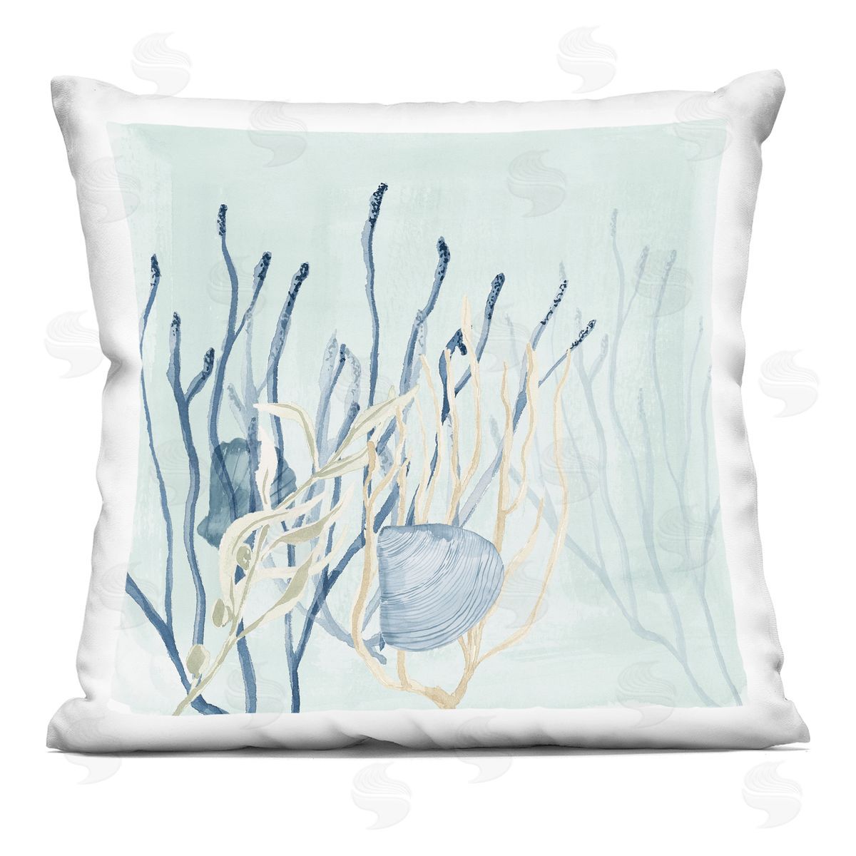 Aquatic Underwater Seashell Coral Decorative Printed Pillow, Home Decor by Lucille Price
