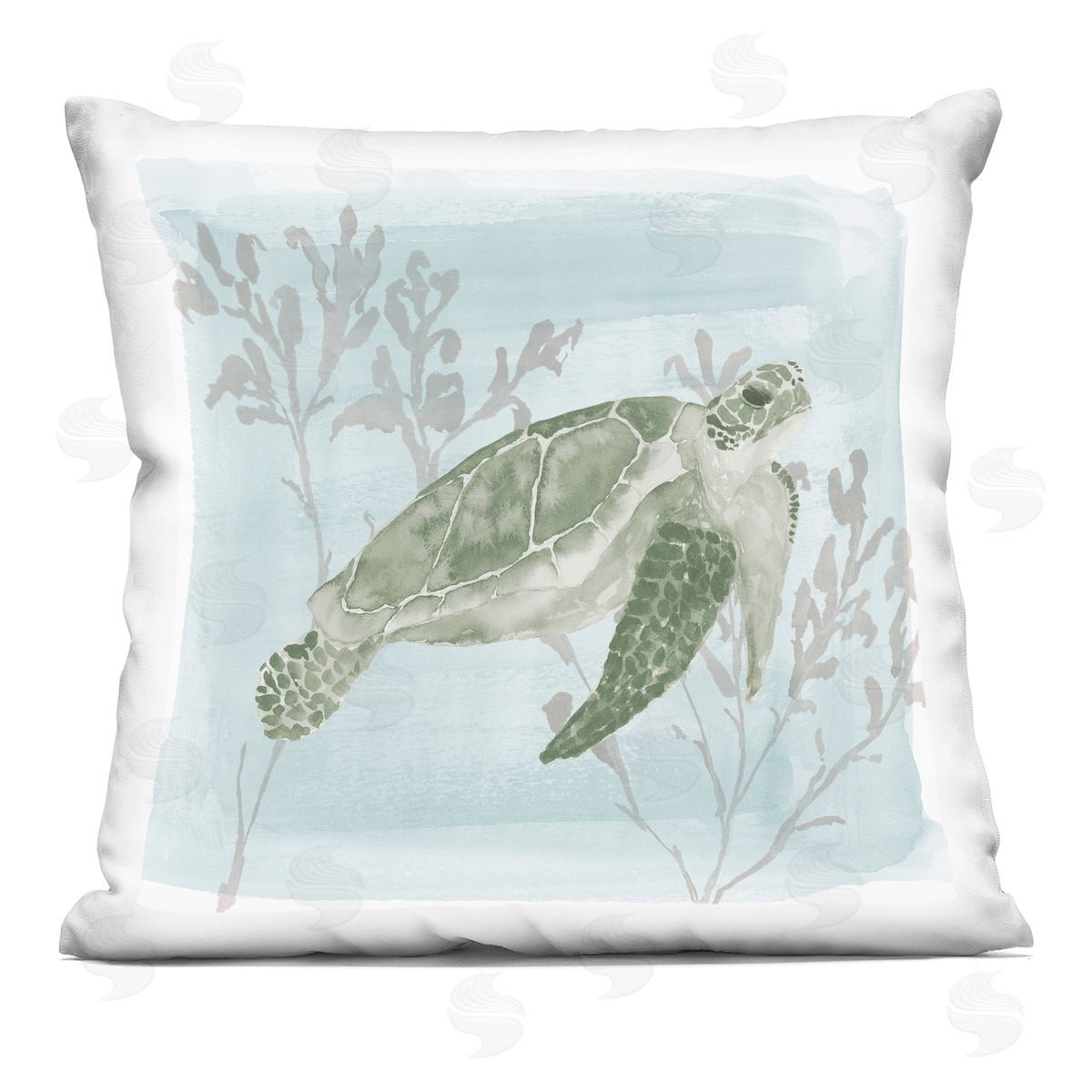 Sea Turtle Underwater Coral Decorative Printed Pillow, Home Decor by Lucille Price