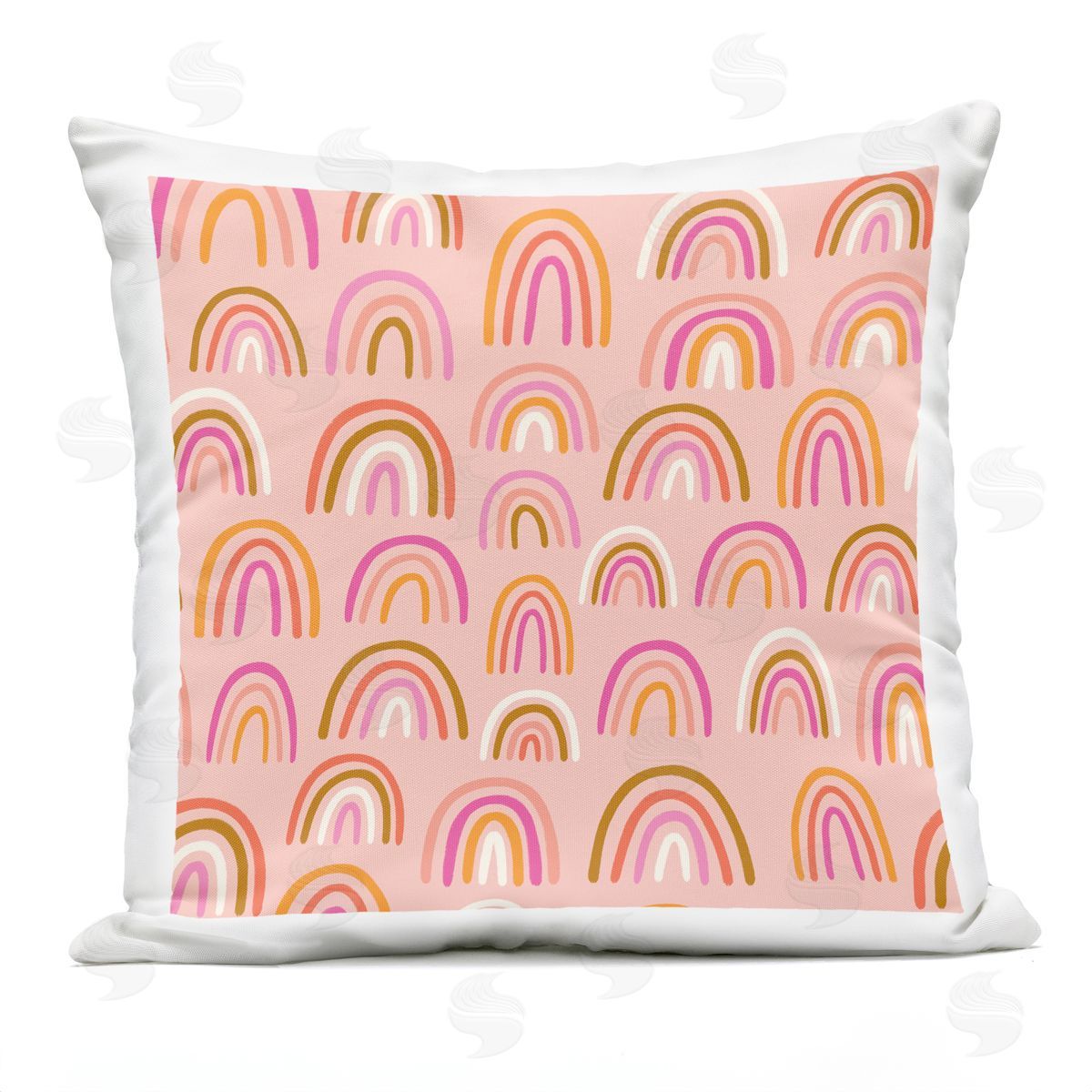 Pink Asymmetrical Rainbows Pattern Outdoor Printed Pillow, Home Decor by Taylor Shannon Designs