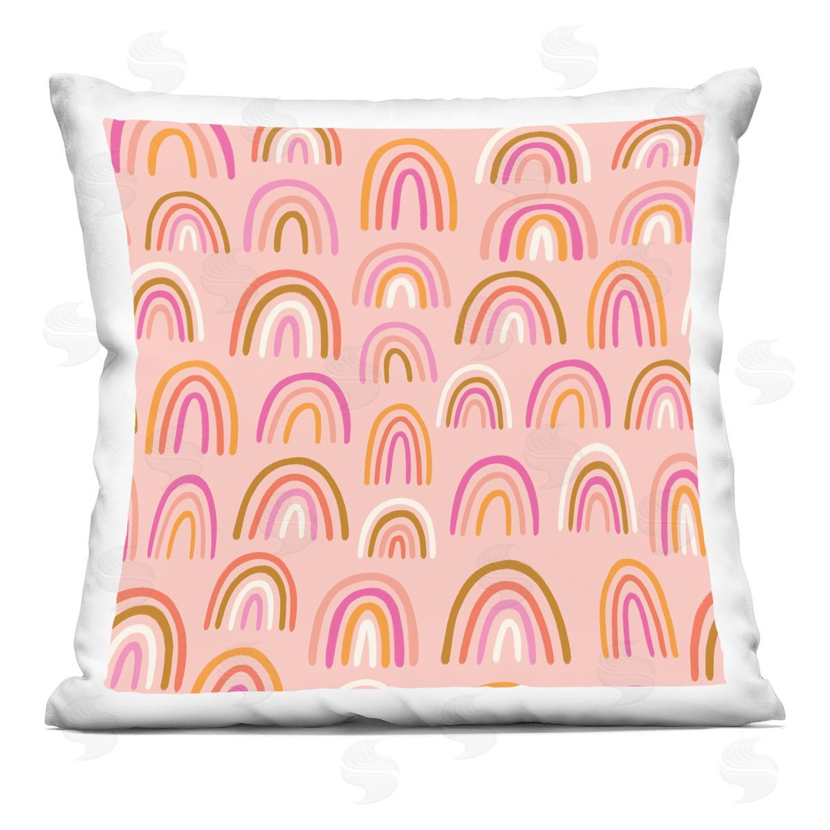 Pink Asymmetrical Rainbows Pattern Decorative Printed Pillow, Home Decor by Taylor Shannon Designs