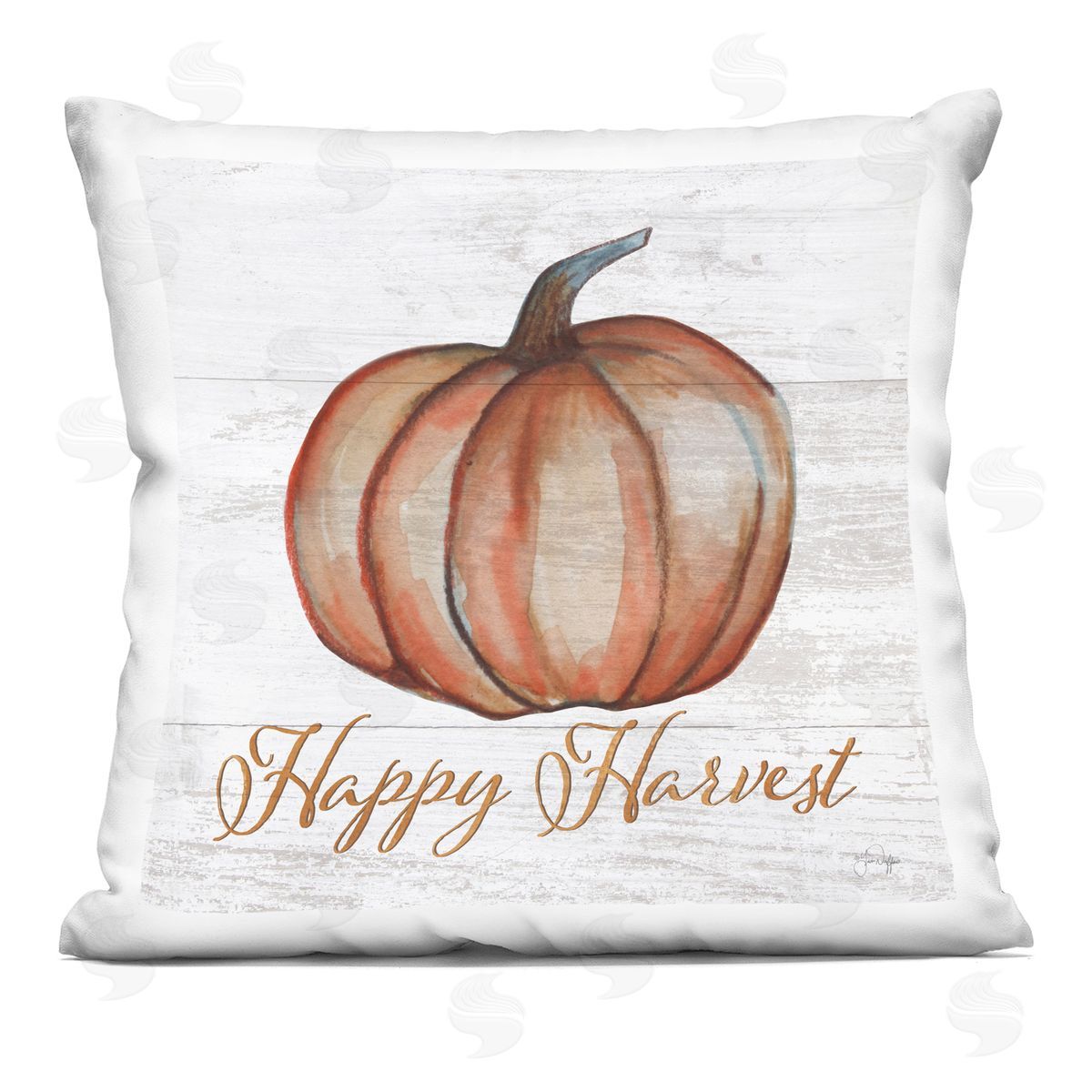 Happy Harvest Rustic Pumpkin Decorative Printed Pillow, Home Decor by Yass Naffas Designs