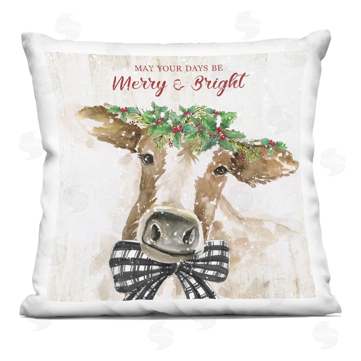 Merry & Bright Country Cattle Decorative Printed Pillow, Home Decor by Nan