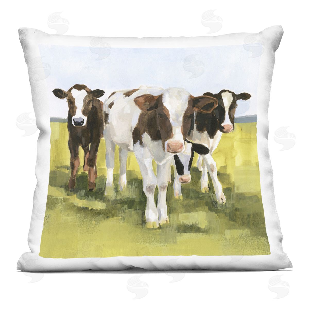 Calf Cows Country Farmland Decorative Printed Pillow, Home Decor by Victoria Borges