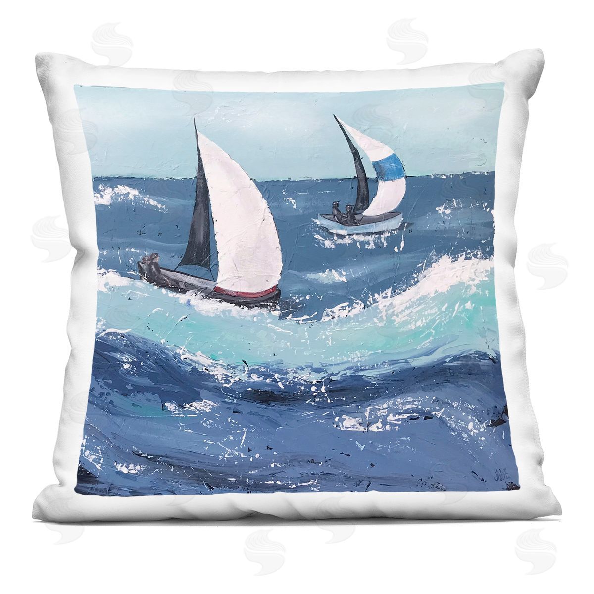 Marine Sailboats Ocean Splash Decorative Printed Pillow, Home Decor by Jade Reynolds