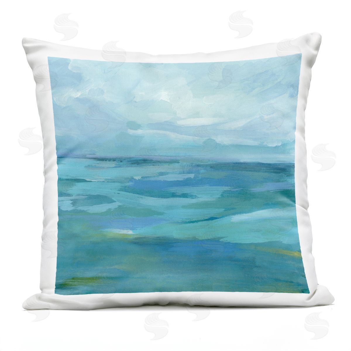 Blue Nautical Ocean Waves Outdoor Printed Pillow, Home Decor by Victoria Barnes