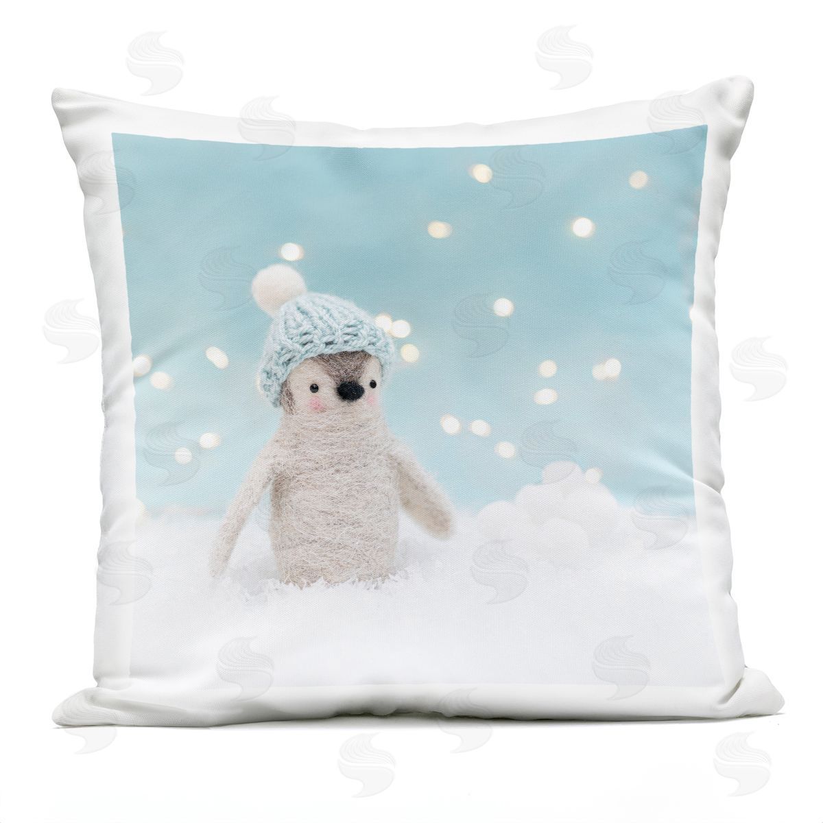 Winter Snow Scene Penguin Outdoor Printed Pillow, Home Decor by Lemon & Sugar