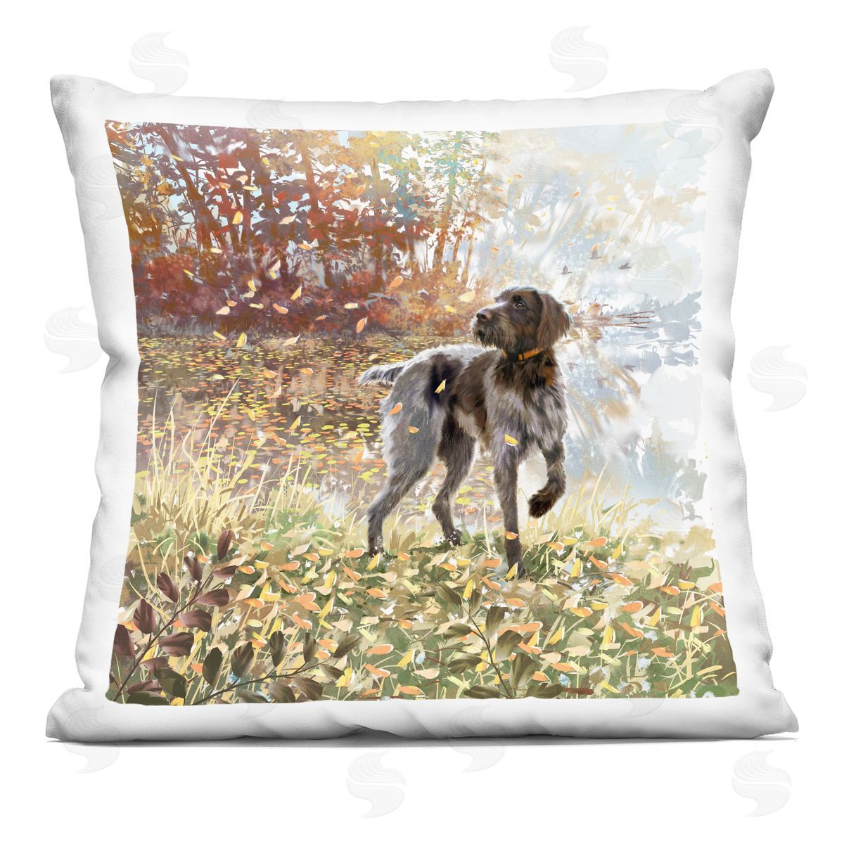 Pointer Dog Lakeside Nature Scene Decorative Printed Pillow, Home Decor by Pip Wilson