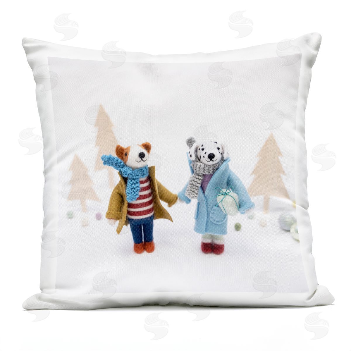 Dogs Holding Hands Holiday Gifts Outdoor Printed Pillow, Home Decor by Lemon & Sugar