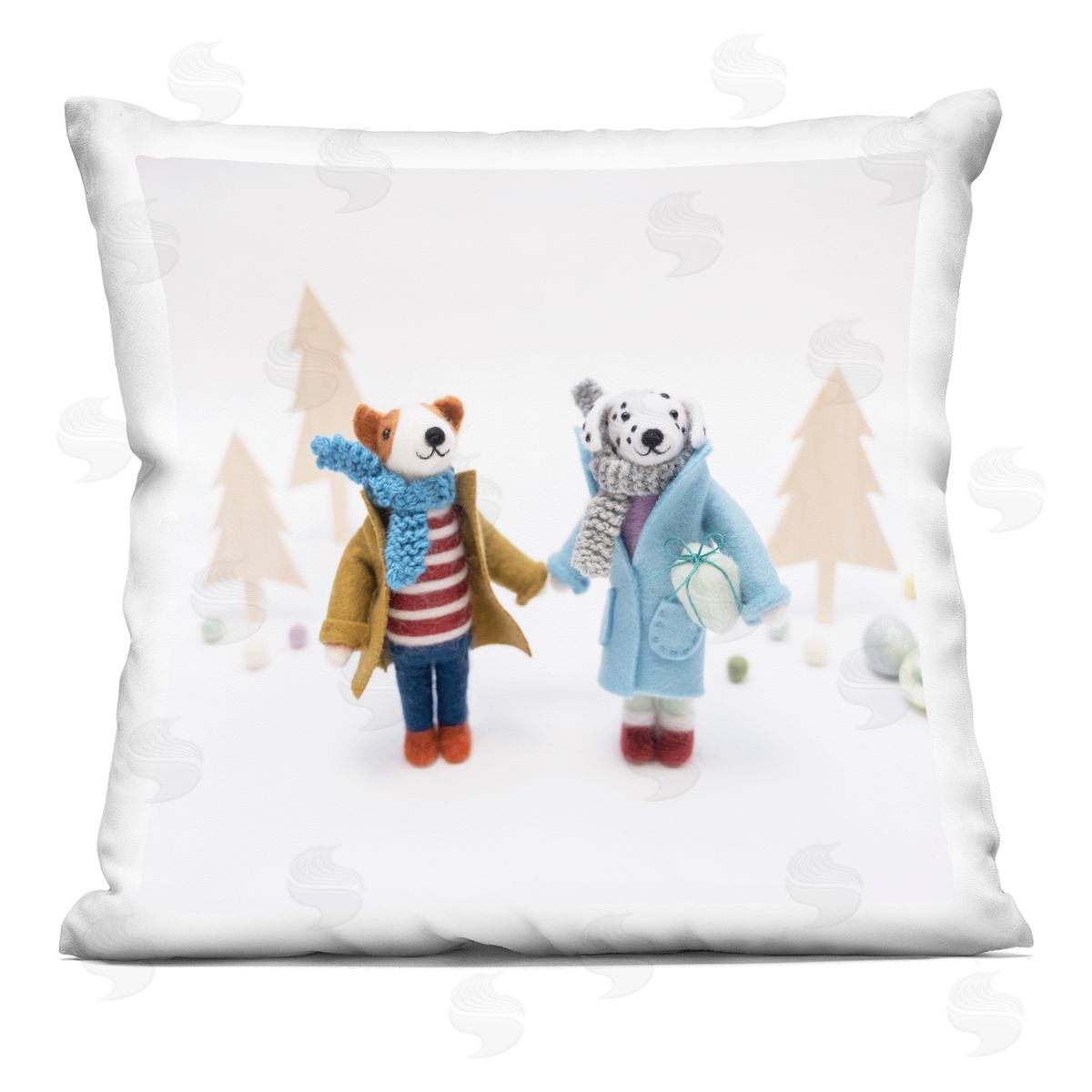 Dogs Holding Hands Holiday Gifts Decorative Printed Pillow, Home Decor by Lemon & Sugar