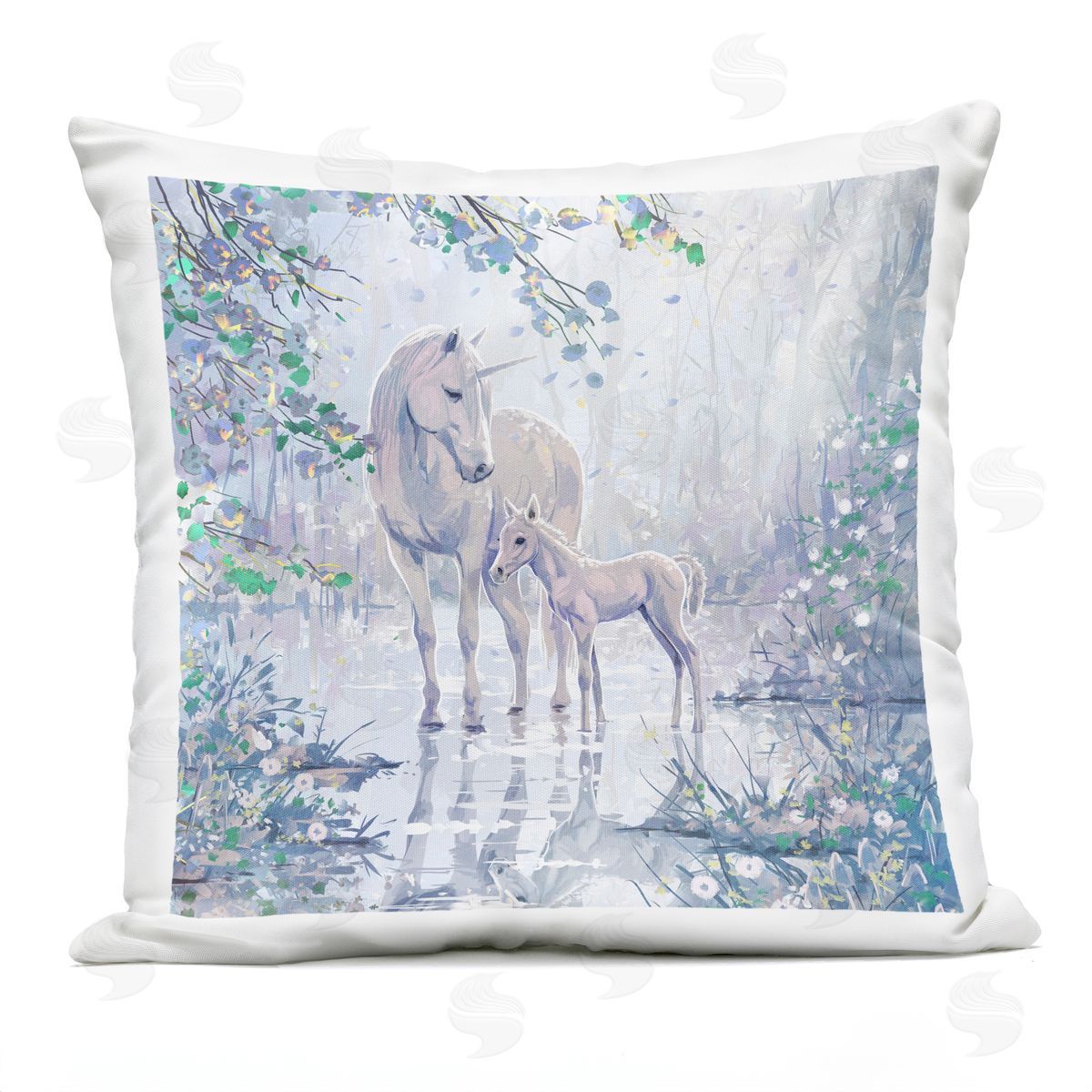 Mystical Unicorn Fantasy Nature Outdoor Printed Pillow, Home Decor by Pip Wilson