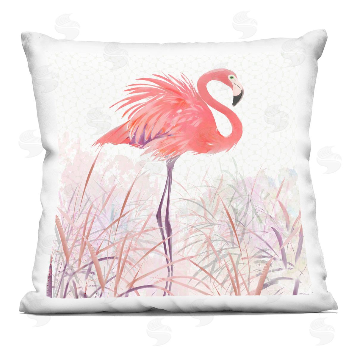 Patterned Flamingo Pond Nature Decorative Printed Pillow, Home Decor by Pip Wilson