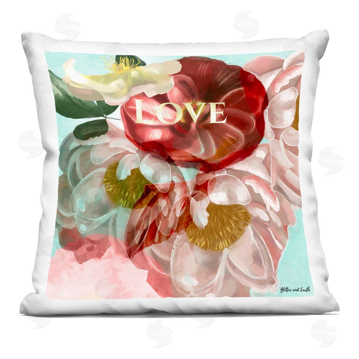 Love Vibrant Flower Blossoms Decorative Printed Pillow, Home Decor by Jacqueline Wild