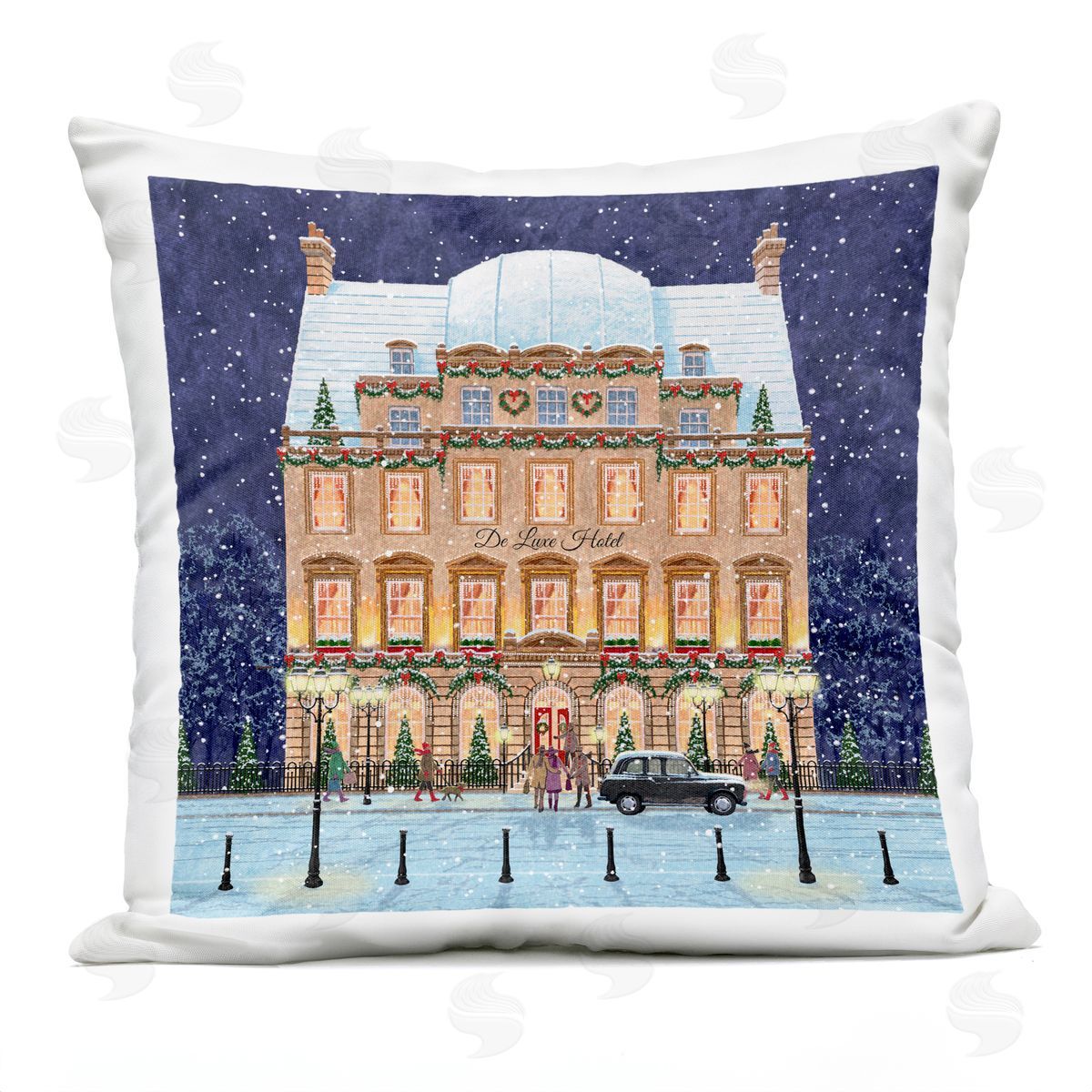 Urban Holiday Winter Scenery Outdoor Printed Pillow, Home Decor by Pip Wilson