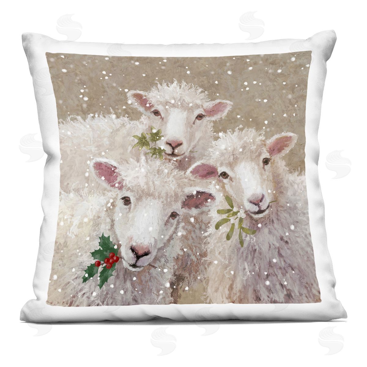 Sheep Trio Winter Snowfall Decorative Printed Pillow, Home Decor by Pip Wilson
