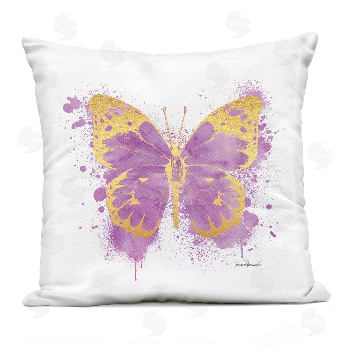 Purple Urban Splatter Butterfly Outdoor Printed Pillow, Home Decor by Amanda Greenwood