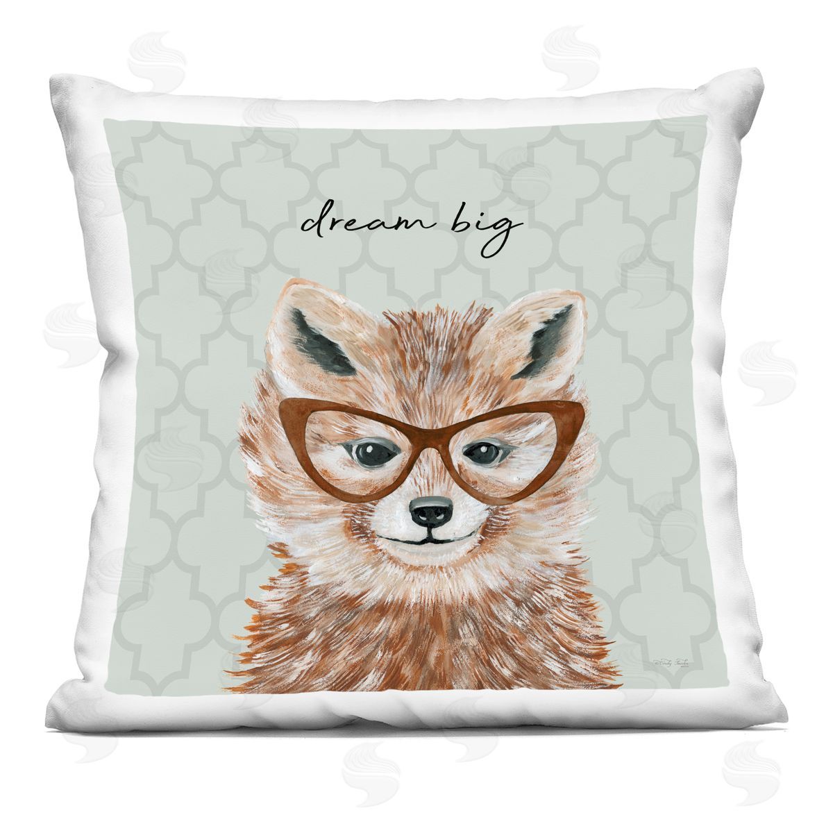 Dream Big Fox Trellis Pattern Decorative Printed Pillow, Home Decor by Cindy Jacobs