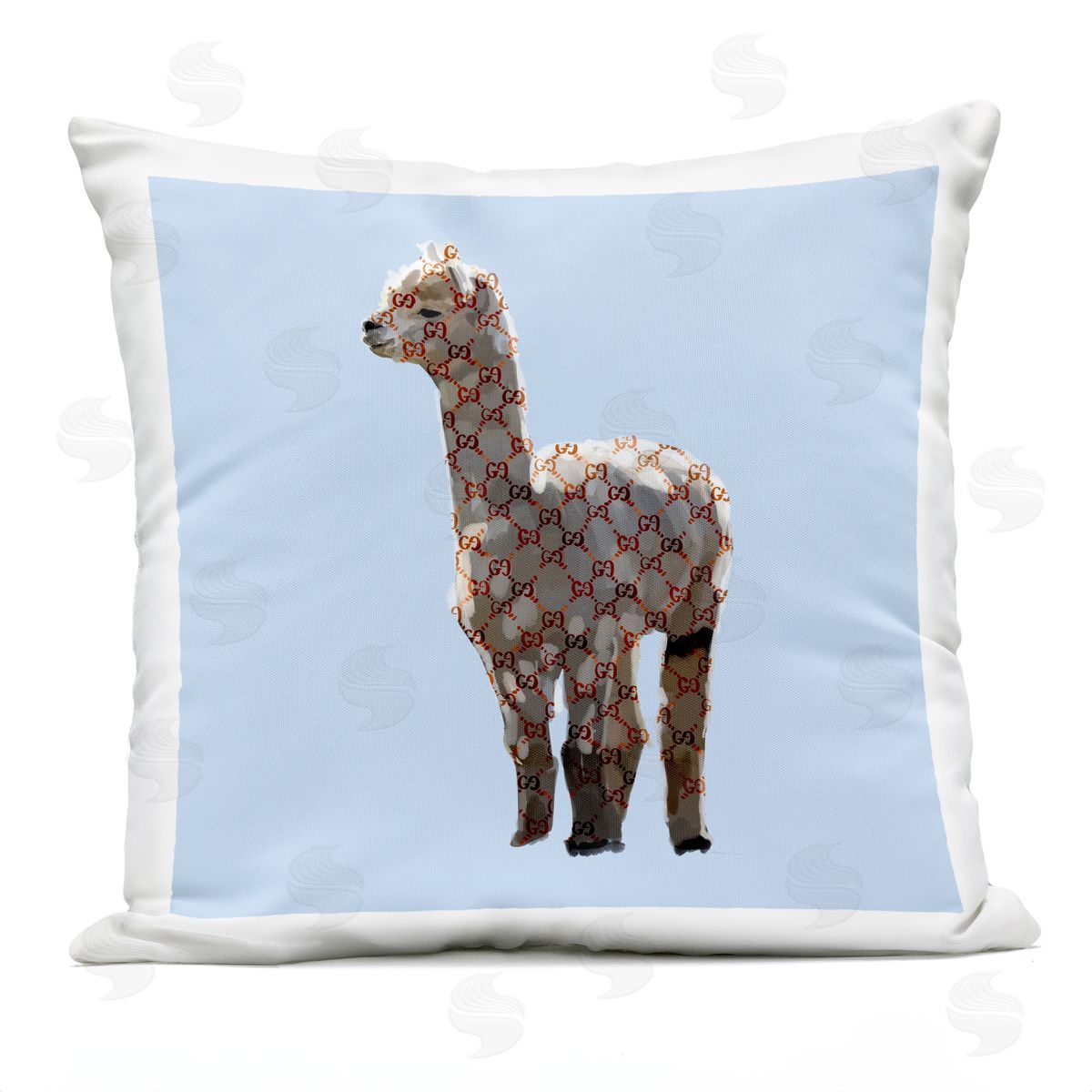 Blue Fashion Glam Llama Outdoor Printed Pillow, Home Decor by Amelia Noyes