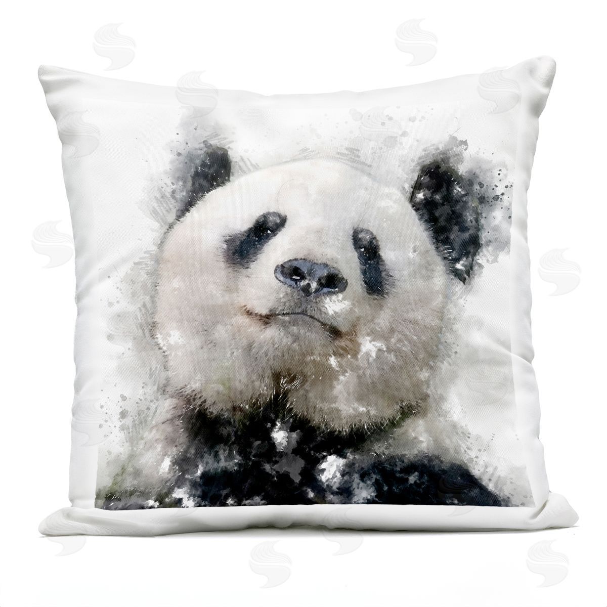 Happy Panda Abstract Animal Outdoor Printed Pillow, Home Decor by Kim Curinga