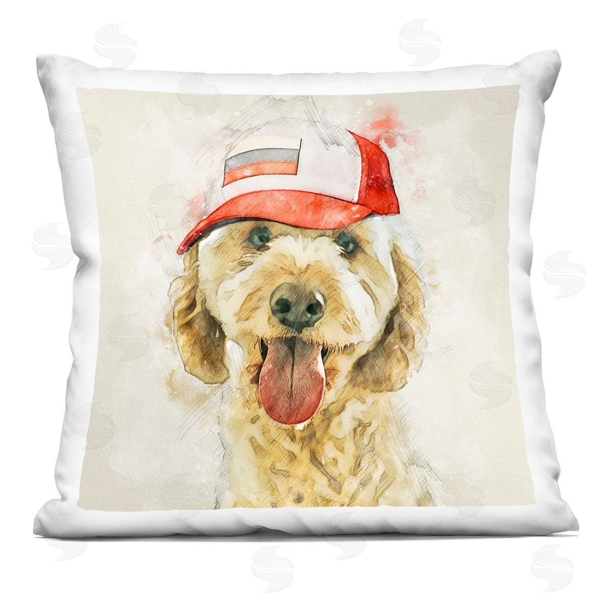 Baseball Cap Goldendoodle Dog Decorative Printed Pillow, Home Decor by Kim Curinga
