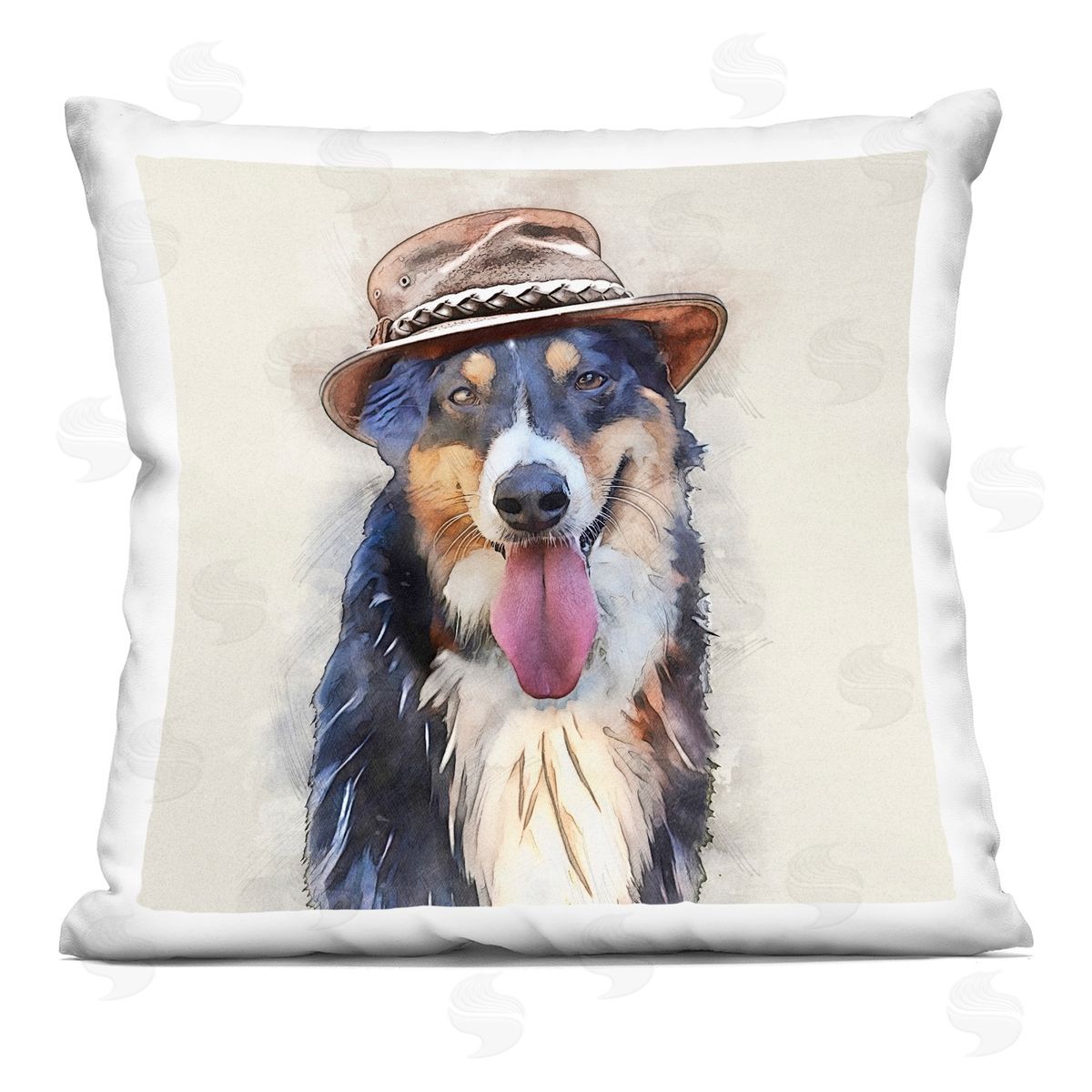 Collie Dog Happy Hat Decorative Printed Pillow, Home Decor by Kim Curinga