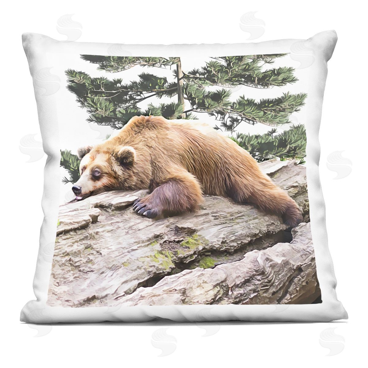 Sleepy Bear Woodland Forest Decorative Printed Pillow, Home Decor by Kim Curinga