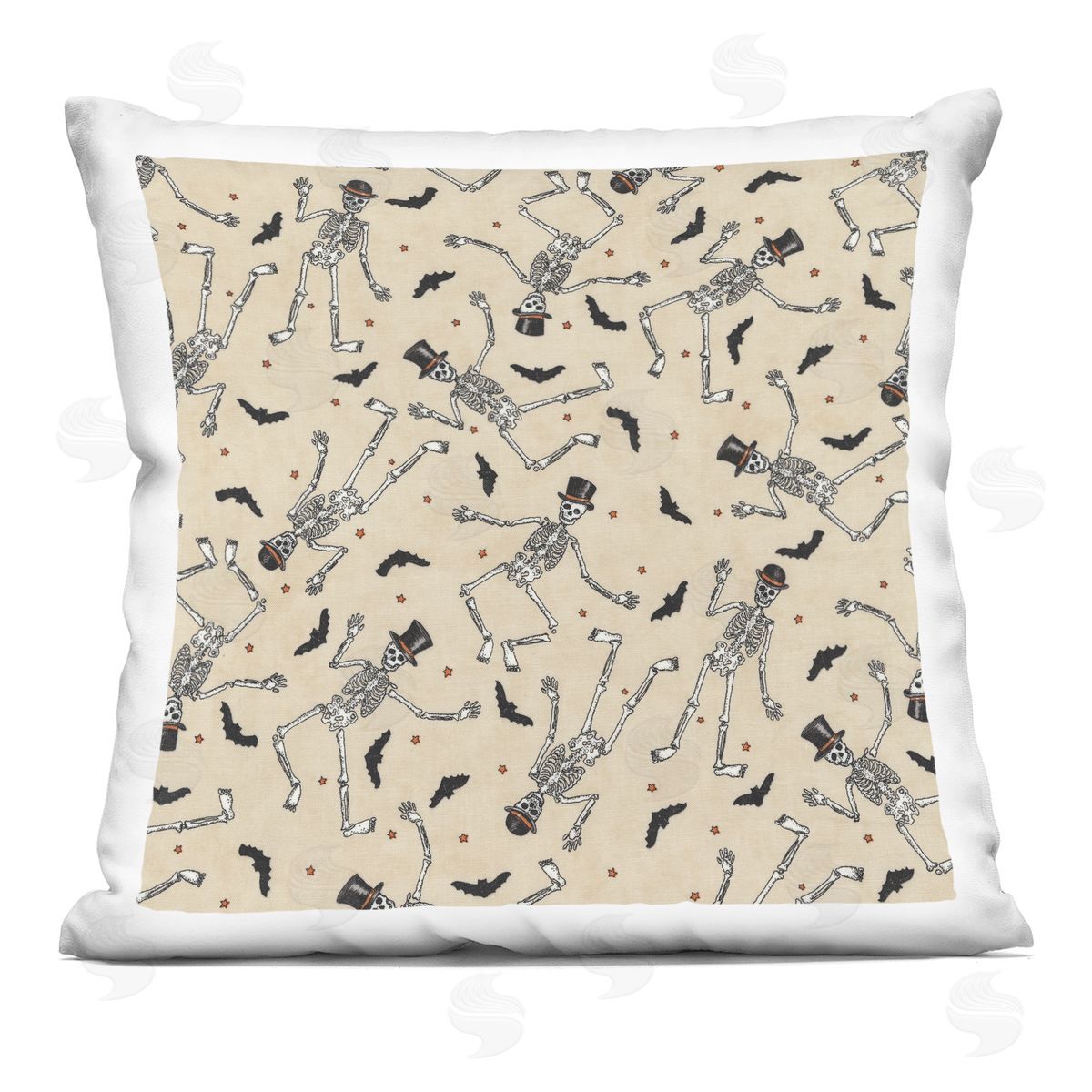 Fun Skeleton Hats Halloween Pattern Decorative Printed Pillow, Home Decor by Deb Strain