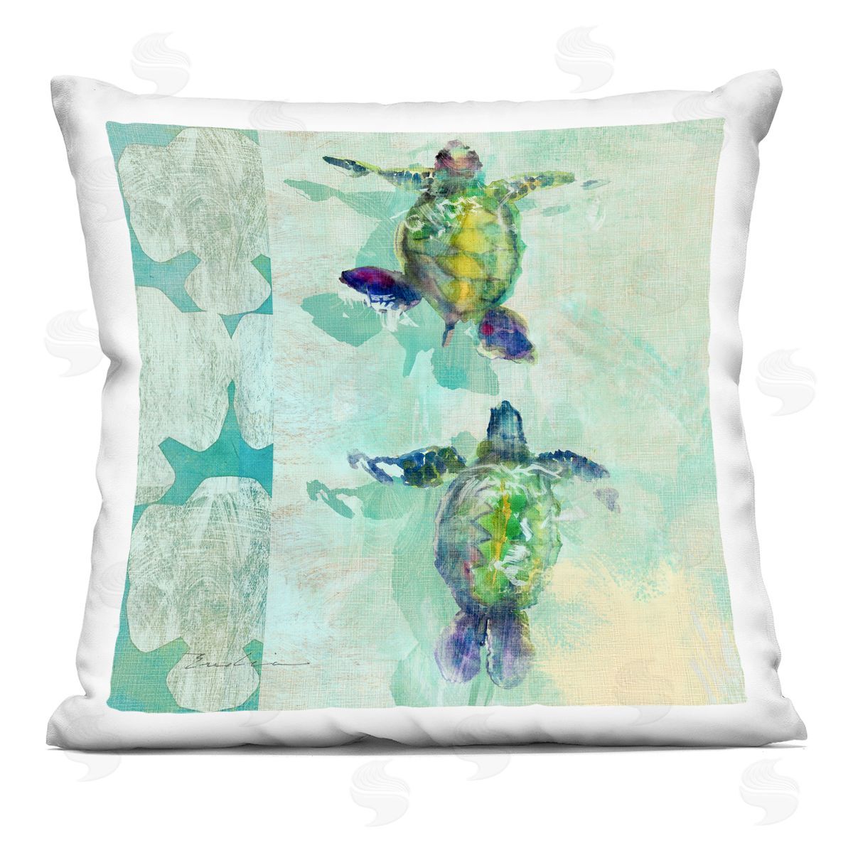 Aquatic Swimming Baby Turtles Decorative Printed Pillow, Home Decor by Evelia Designs
