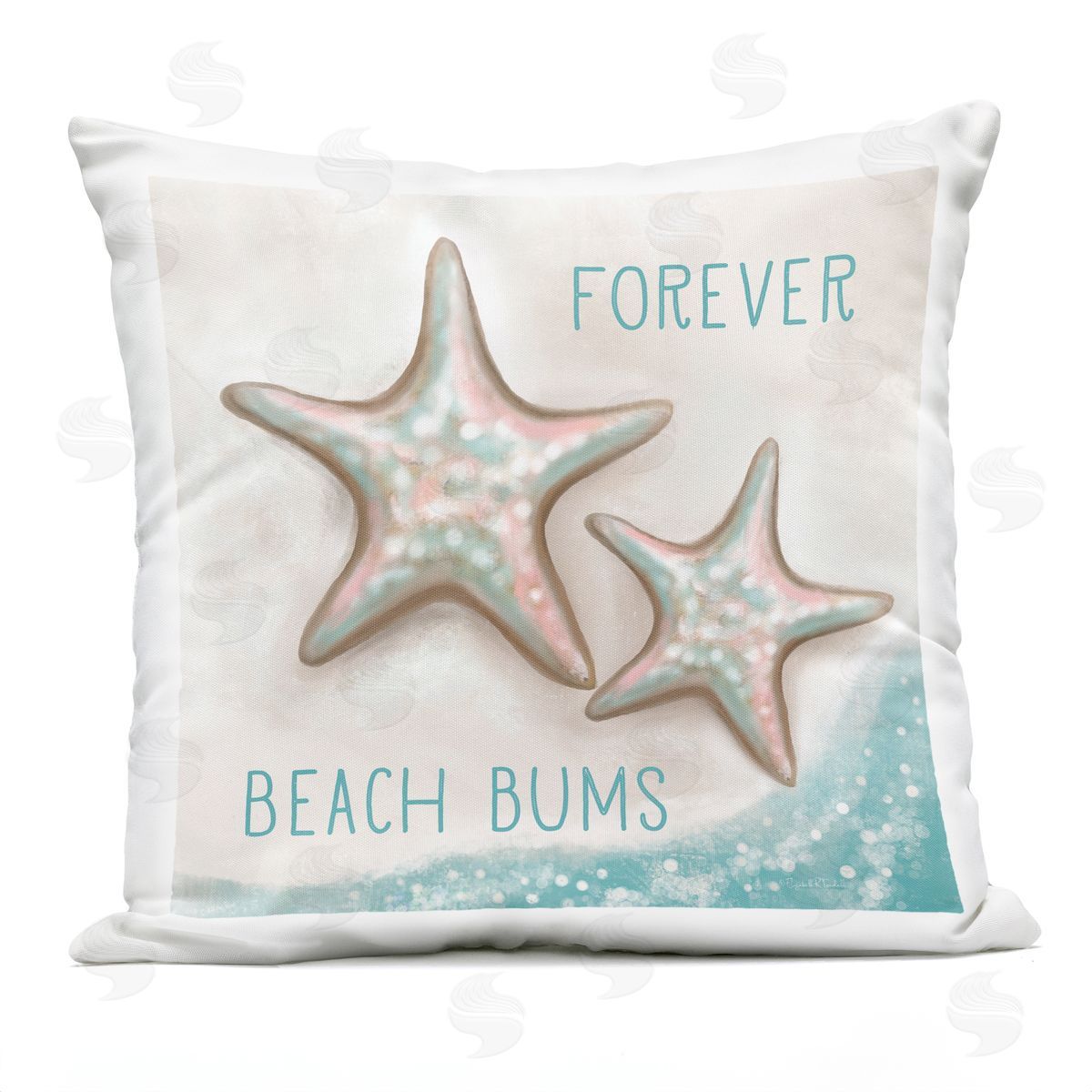 Forever Beach Bums Starfish Duo Outdoor Printed Pillow, Home Decor by Elizabeth Tyndall