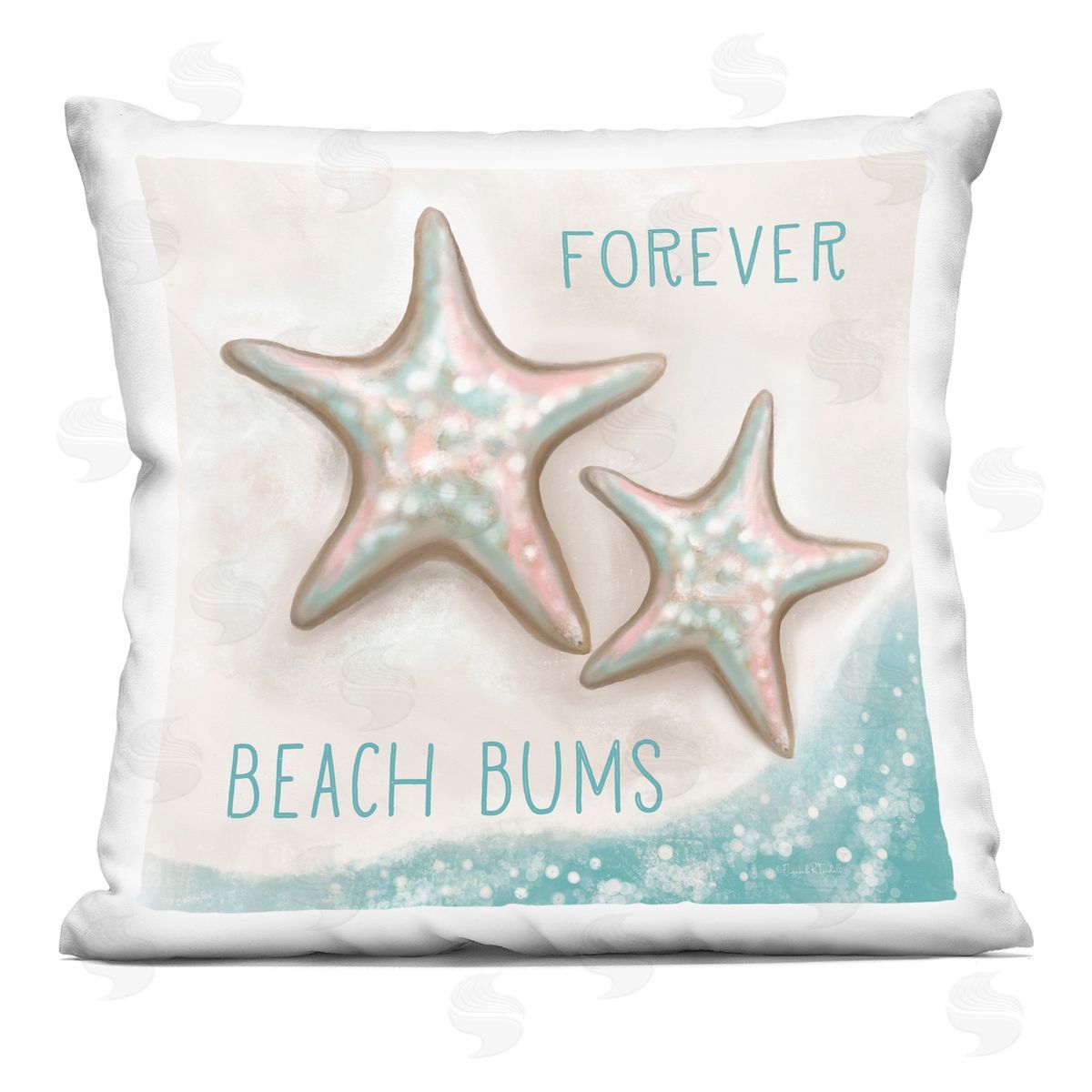 Forever Beach Bums Starfish Duo Decorative Printed Pillow, Home Decor by Elizabeth Tyndall