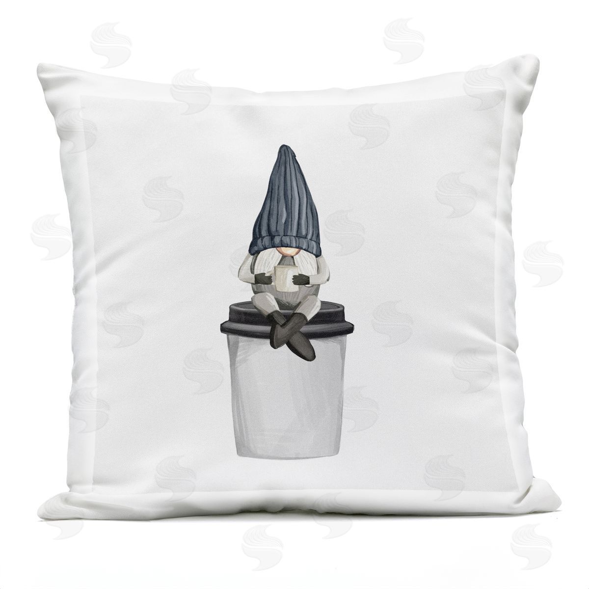 Kitchen Coffee Gnome Sitting Outdoor Printed Pillow, Home Decor by Ziwei Li