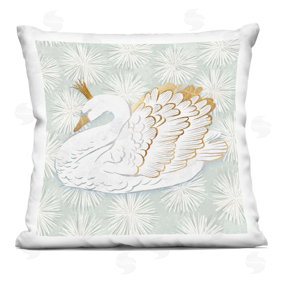 Glam Crown Swan Patterned Decorative Printed Pillow, Home Decor by Ziwei Li