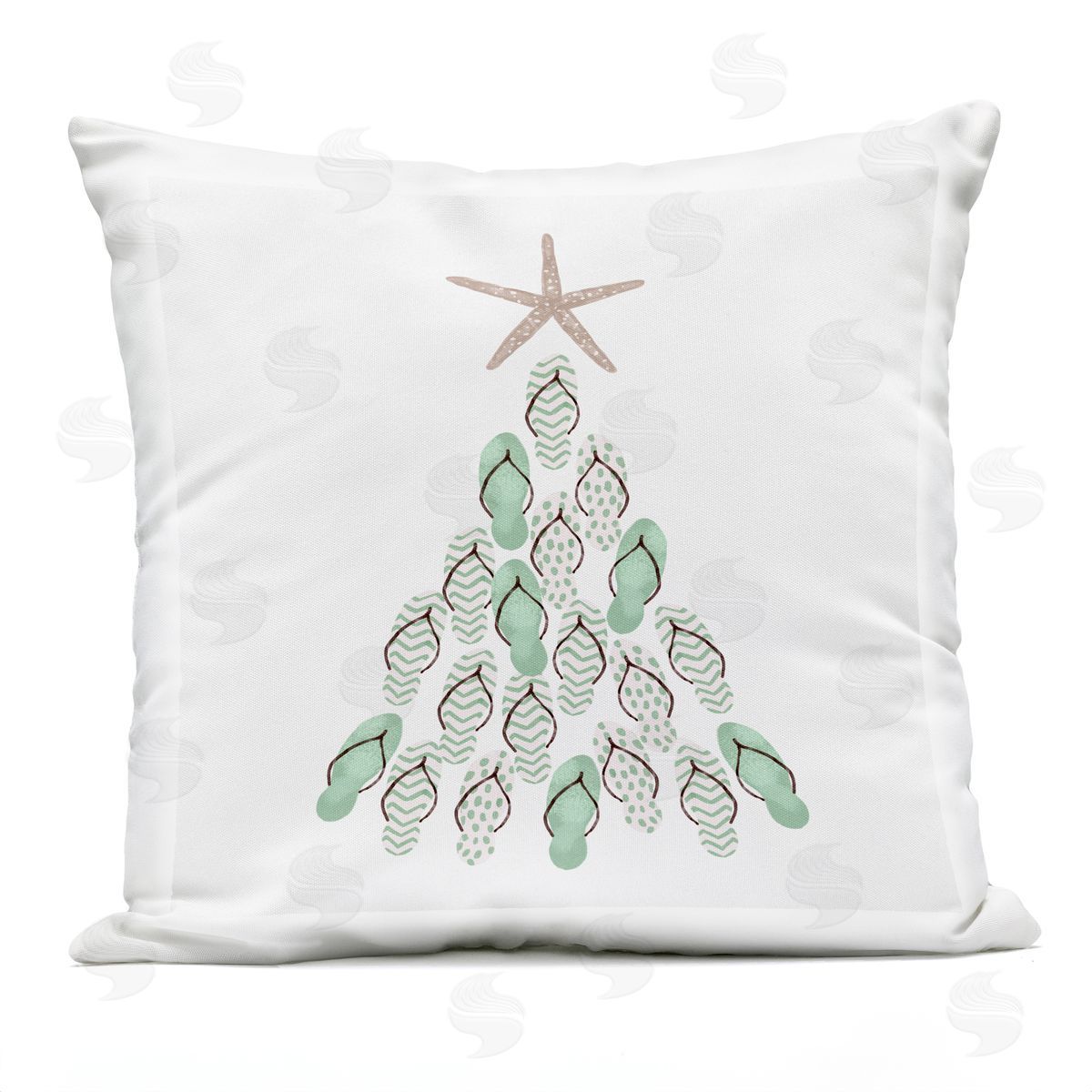 Sandal Christmas Tree Beach Holiday Outdoor Printed Pillow, Home Decor by Ziwei Li