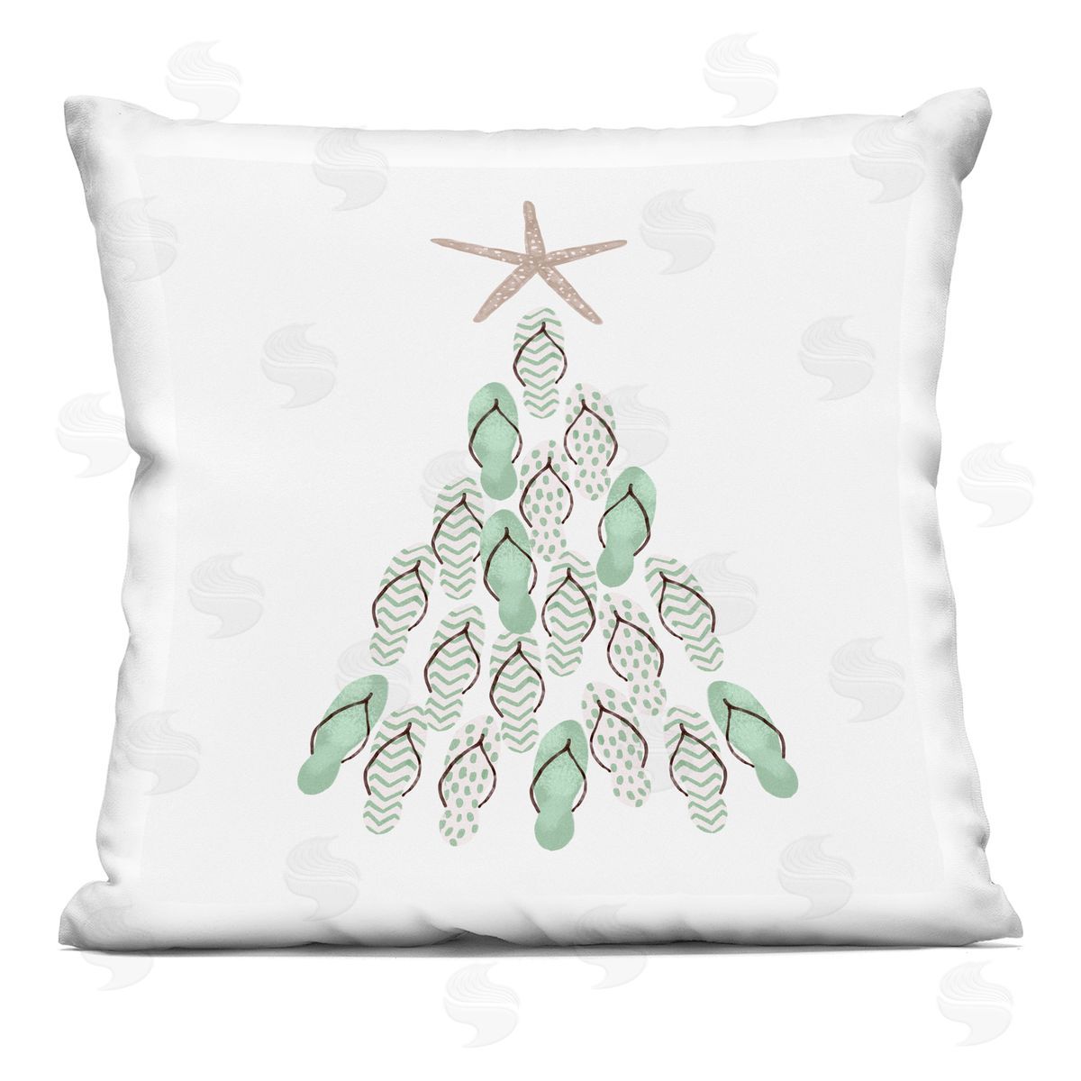 Sandal Christmas Tree Beach Holiday Decorative Printed Pillow, Home Decor by Ziwei Li